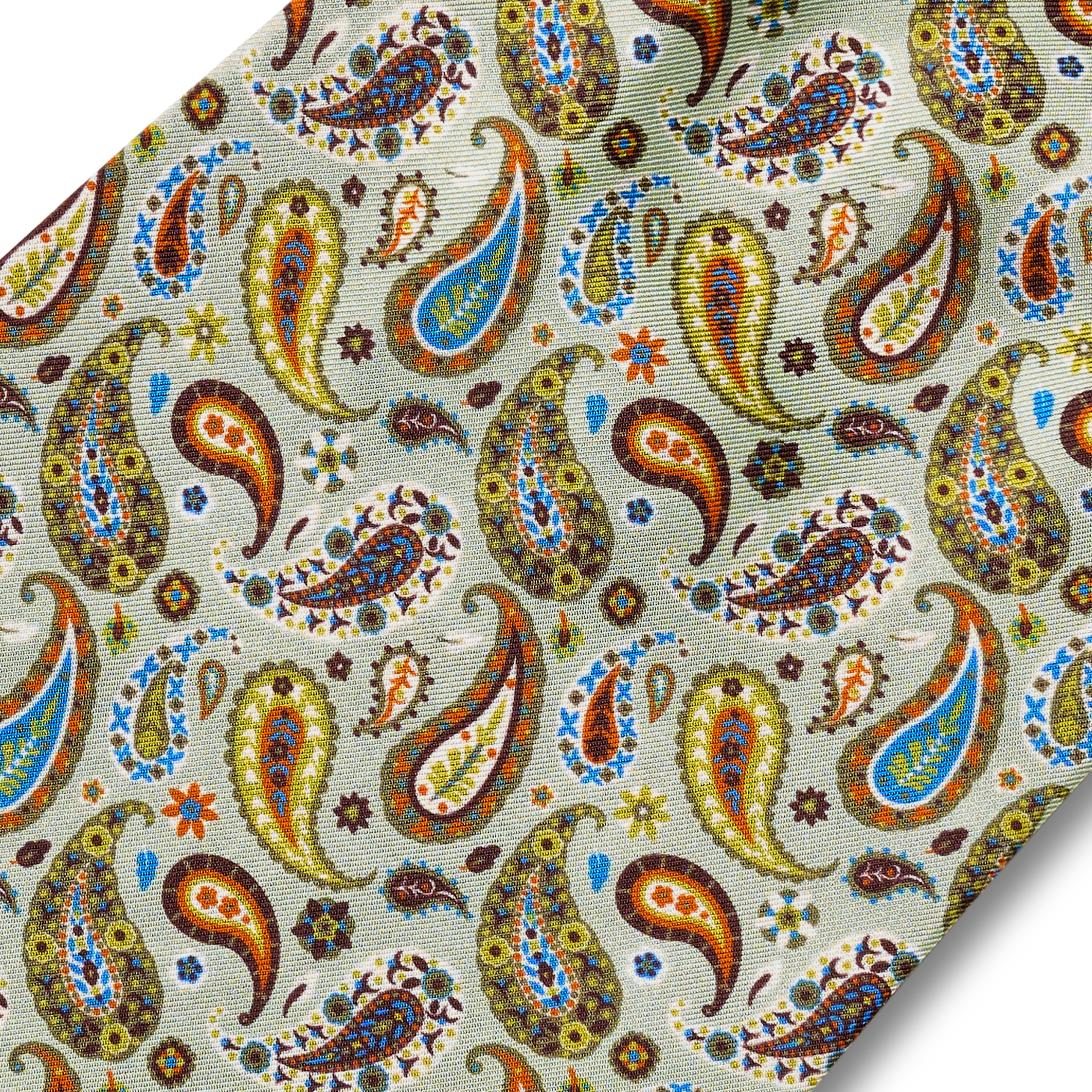 Virtuo | Cravată ascot din mătase cu model paisley verde mentă - 3