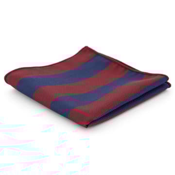 Gestreiftes Einstecktuch In Dunkelblau & Burgunderrot Gestreiftes Einstecktuch In Dunkelblau & Burgunderrot