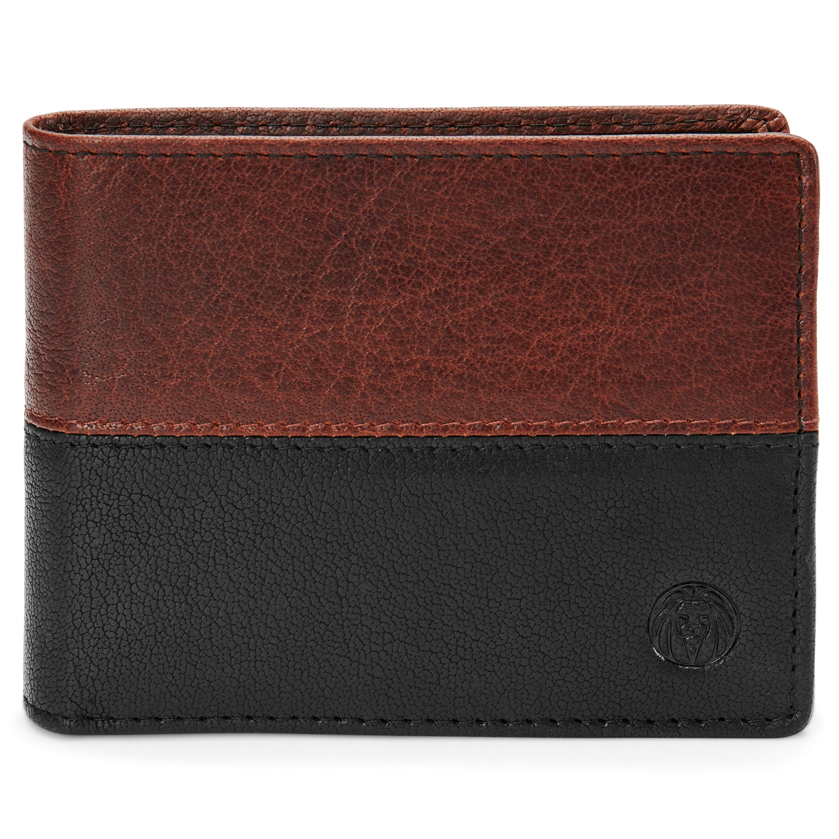 Montreal Svart og Lysebrun Skinnlommebok med Søm - 3