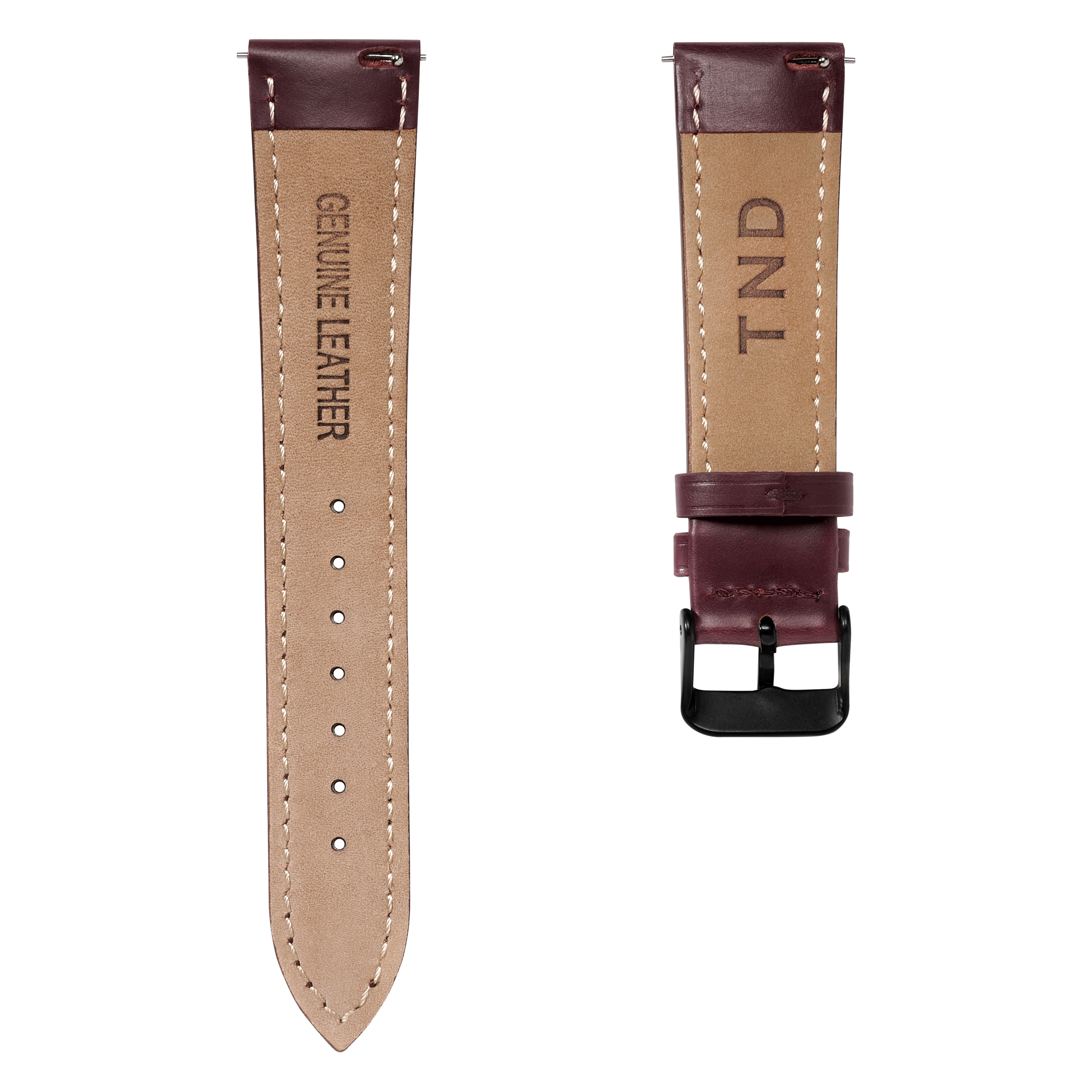 24mm Dark-Brown Leather Watch Strap with Black Buckle – Quick Release - 3