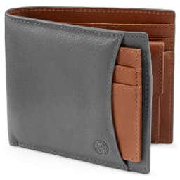 Lincoln Grey & Tan Leather RFID-Blocking Wallet & Card Holder 