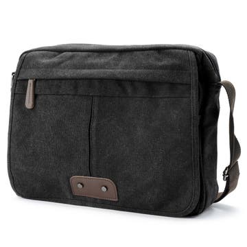 Vintage Graphite Canvas and Brown Leather Messenger Bag Vintage Graphite Canvas and Brown Leather Messenger Bag