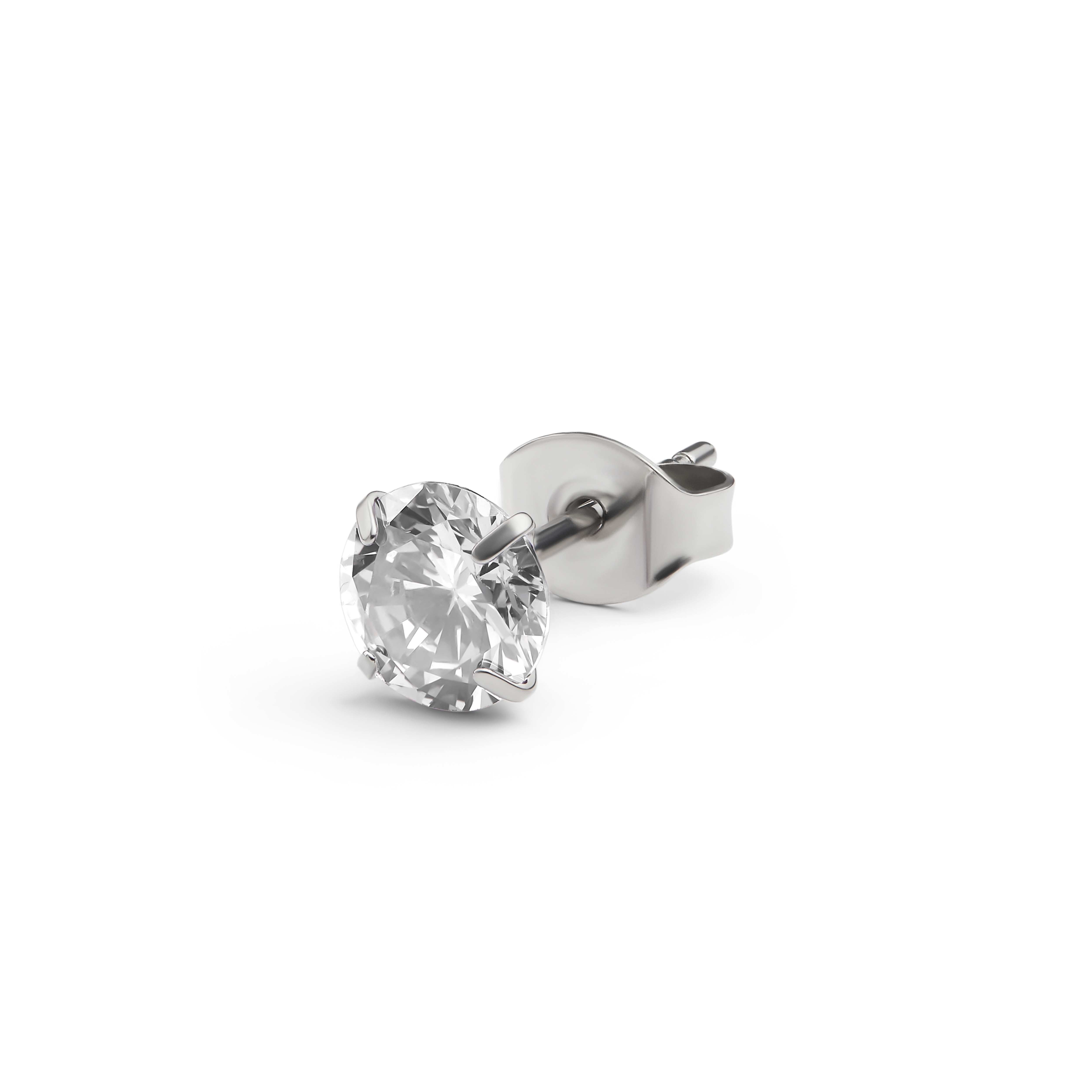 Aura | Orecchino a bottone da 6mm in titanio con zirconia bianca - 1