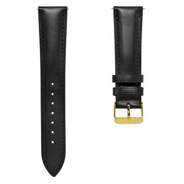 18mm Black Leather Watch Strap with Gold-Tone Buckle – Quick Release 18mm Black Leather Watch Strap with Gold-Tone Buckle – Quick Release