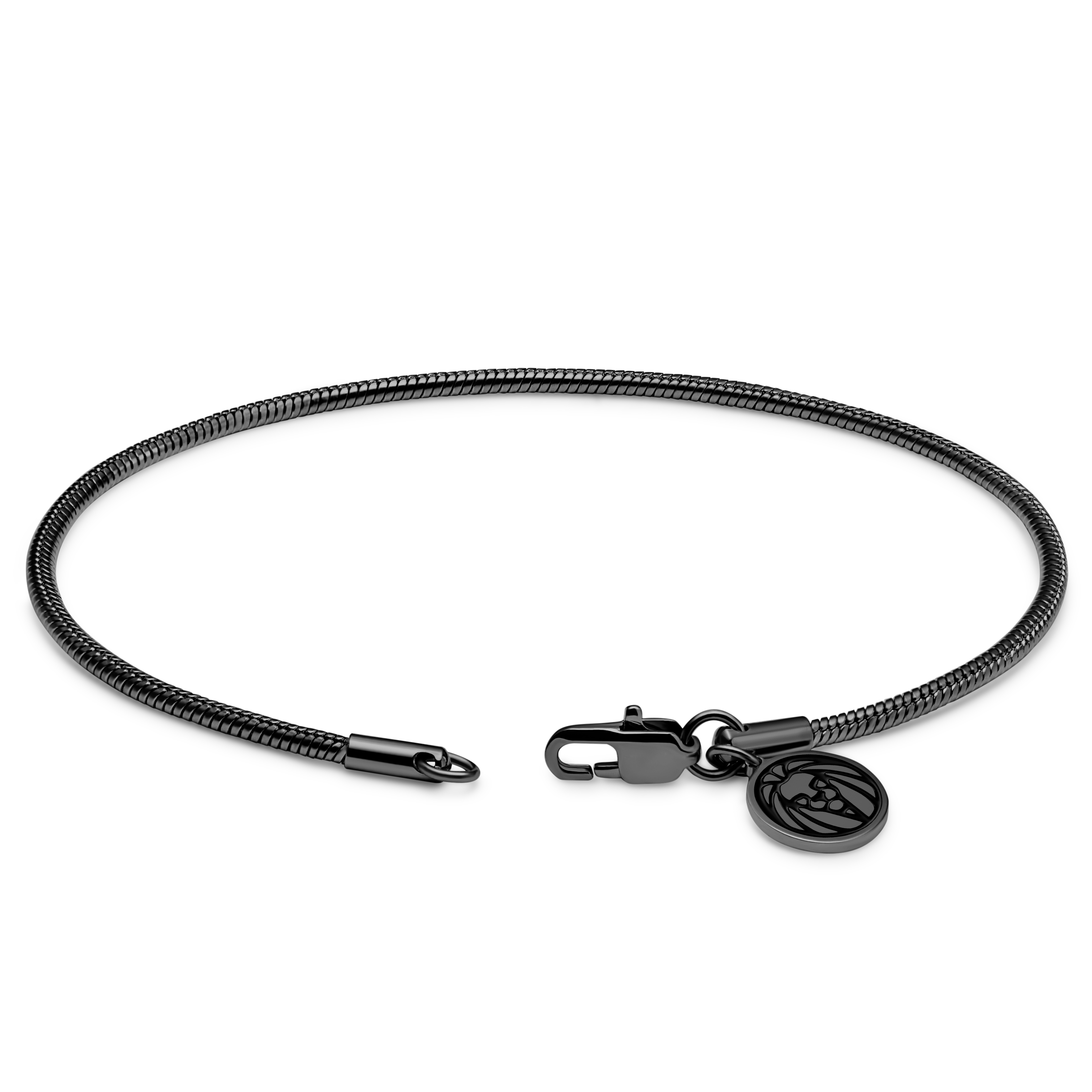 Essentials | Черна гривна от верижка със змийска плетка 2 мм - 3