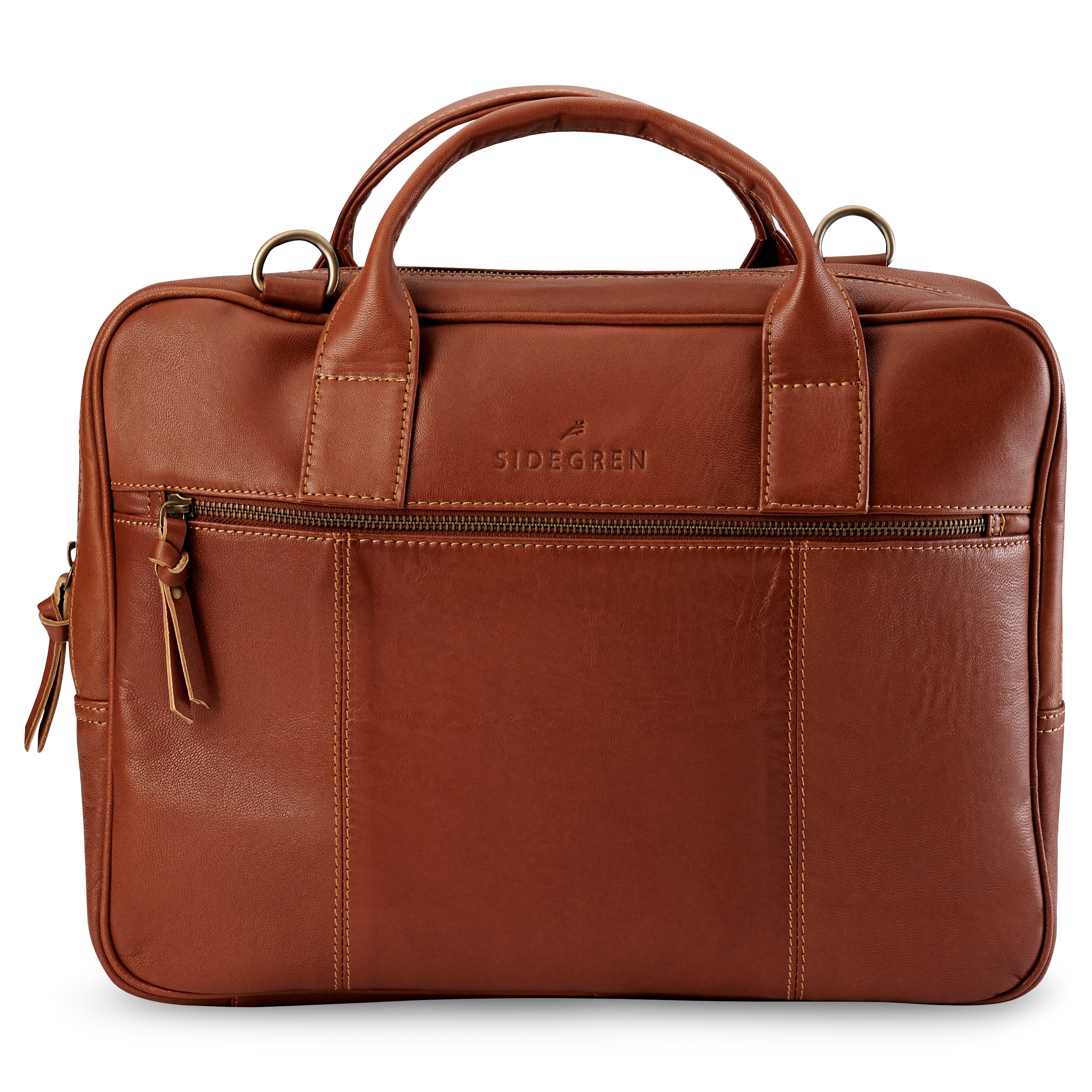 Fidei | Maletín para portátil de cuero de cabra de grano completo color moca - 2