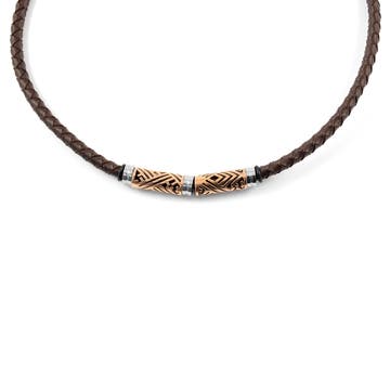 Rose Gold-Tone Leather Necklace
