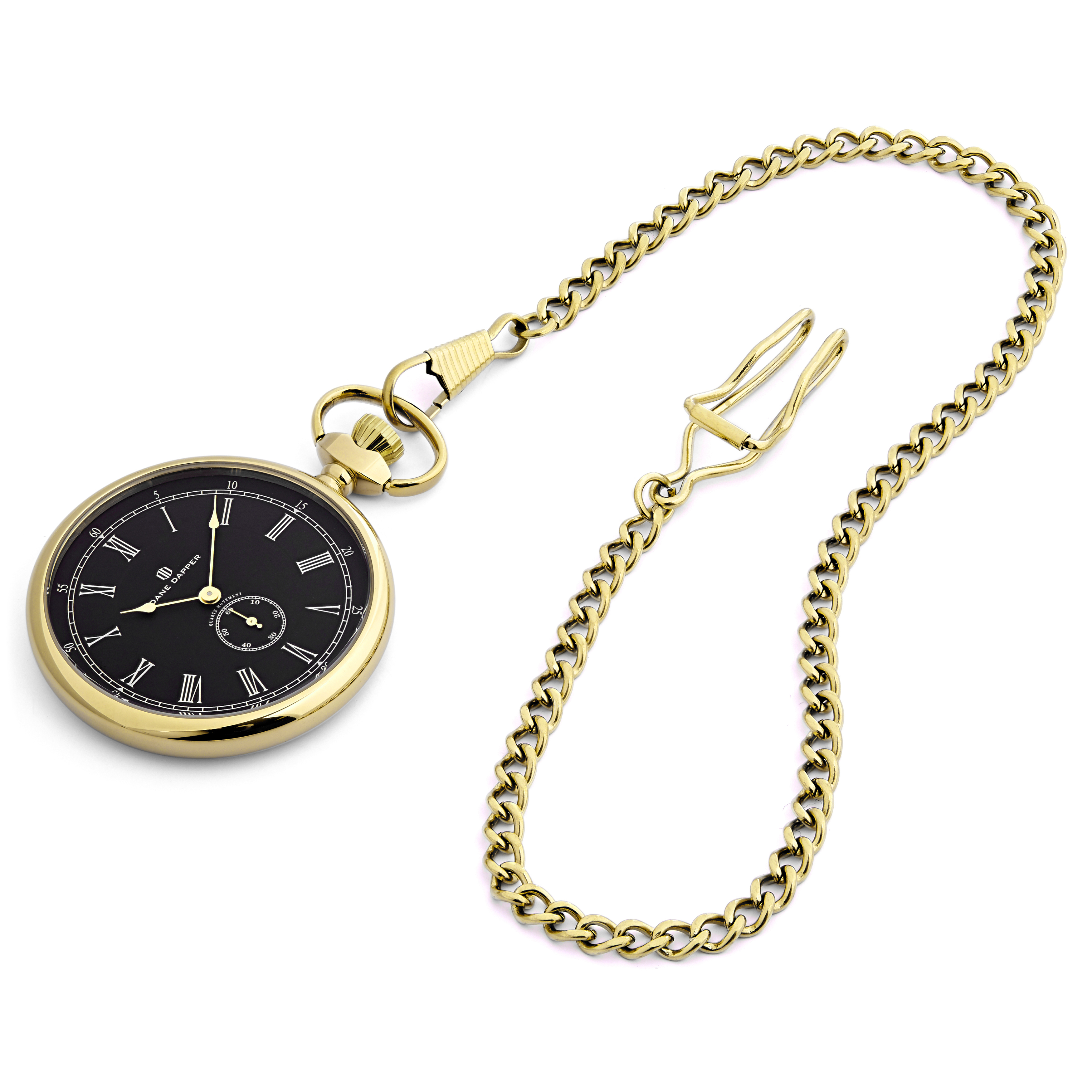 Gold-Toned & Black Time Keeper Pocket Watch - 1
