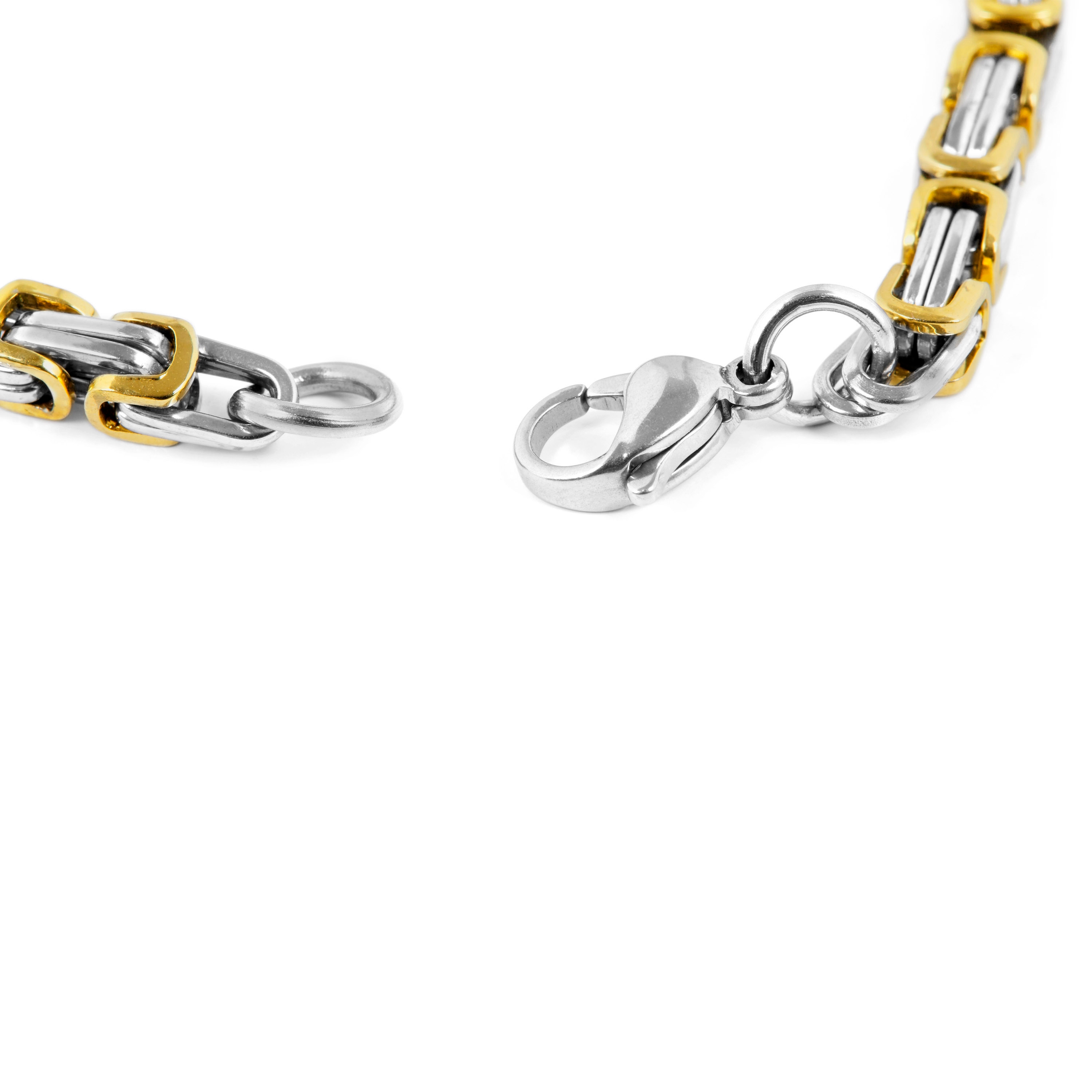 Ατσάλινο Κολιέ Silver &amp; Gold-Toned Link - 4