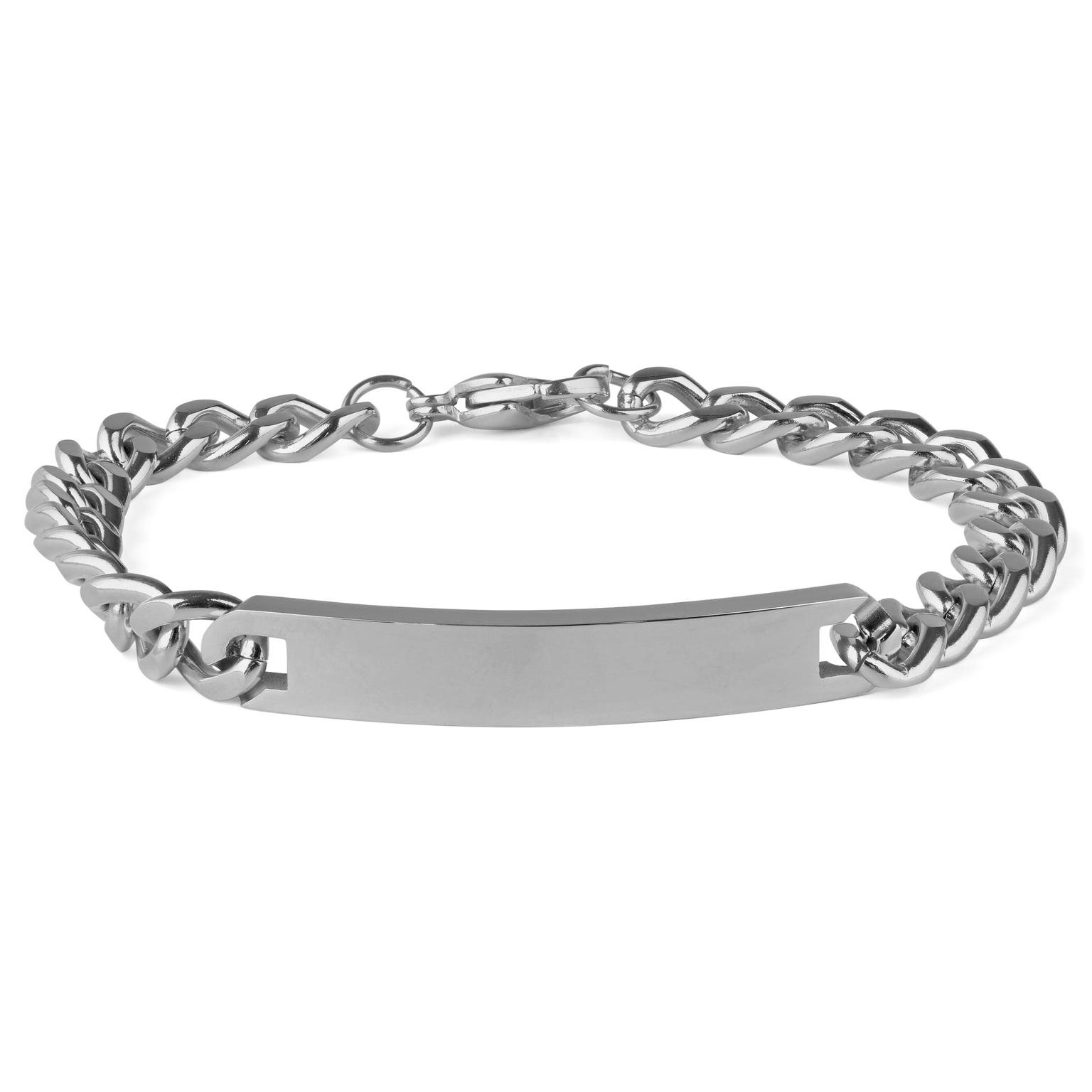 7mm Silver-Tone Stainless Steel ID Bracelet 7mm Silver-Tone Stainless Steel ID Bracelet