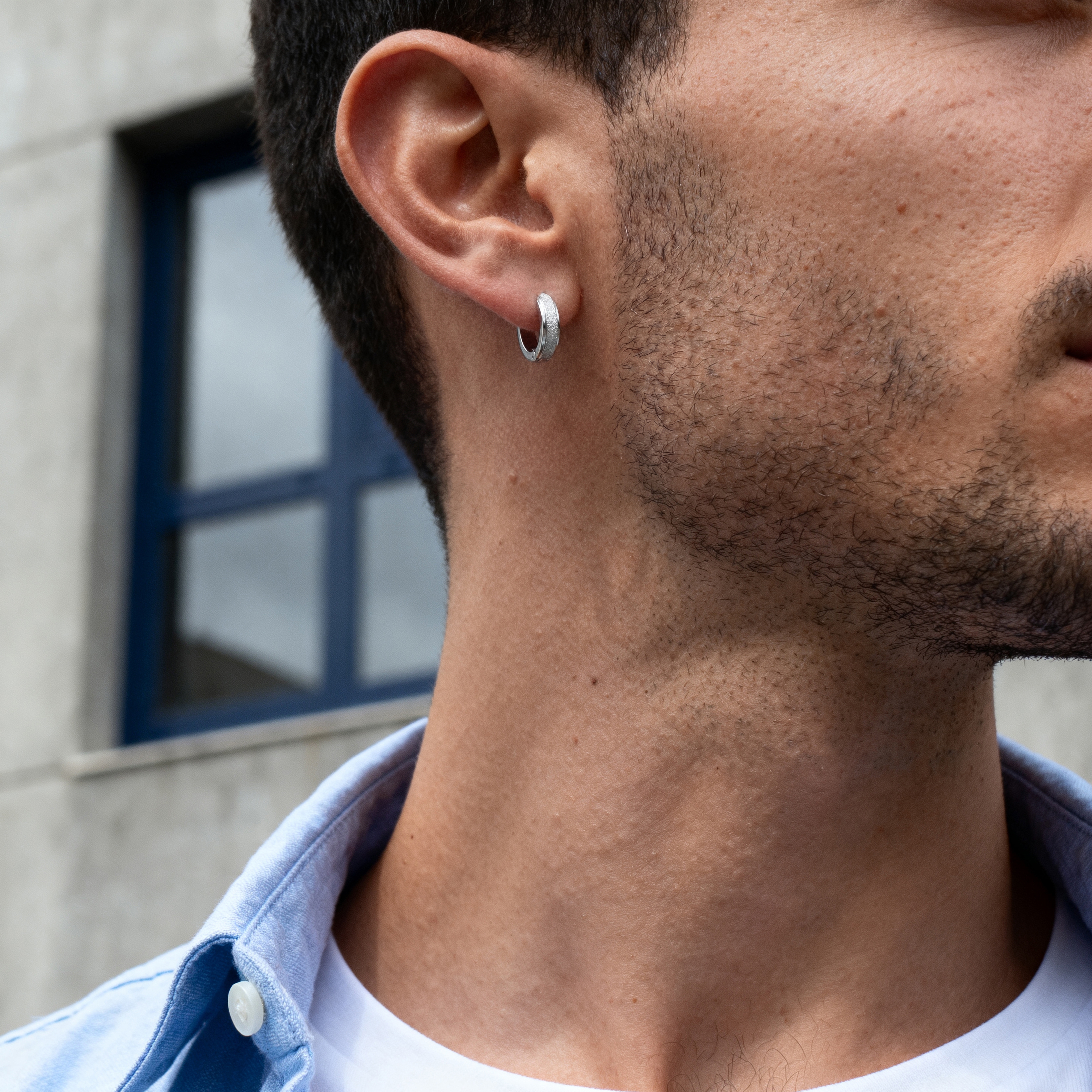 Sentio | Børstet Rustfri Stål Clip-On Ørering - 4