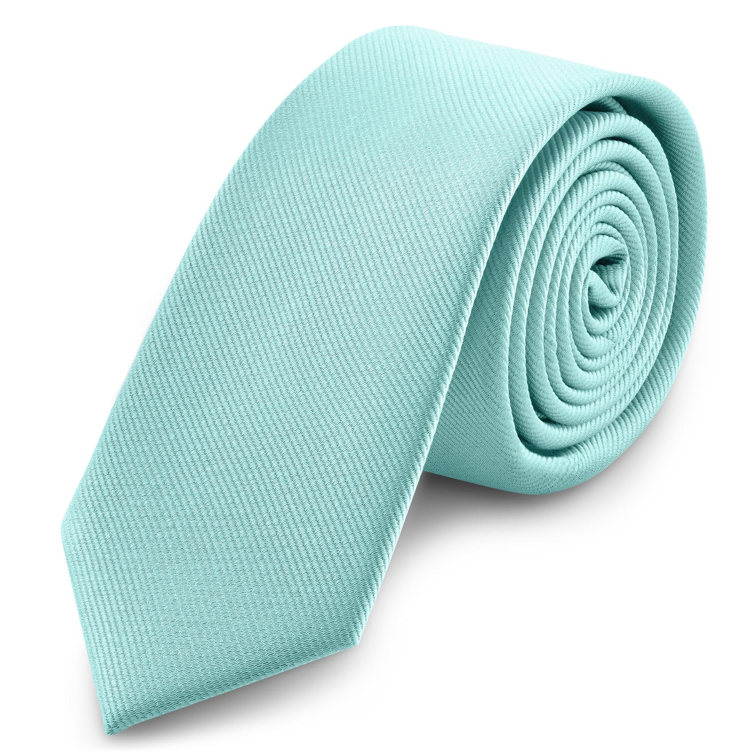 Cravatta skinny da 6 cm celeste con motivo gros-grain Cravatta skinny da 6 cm celeste con motivo gros-grain
