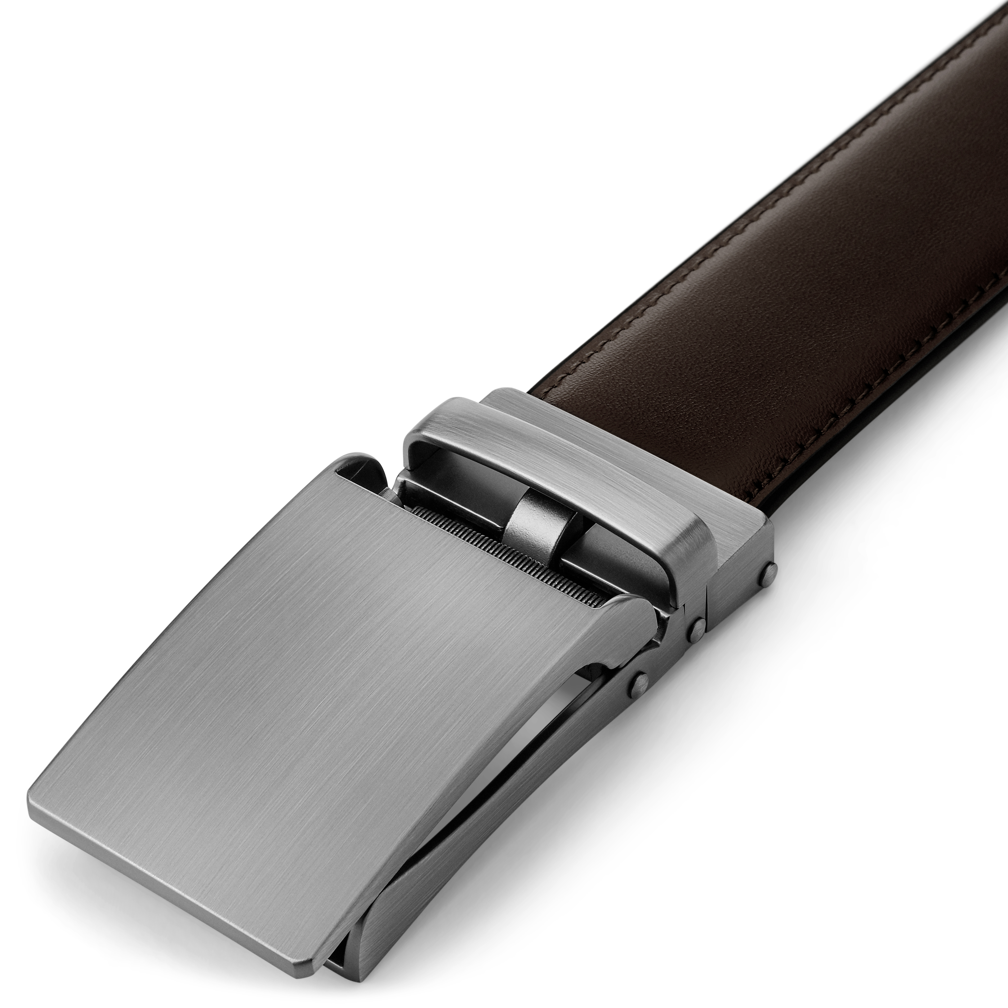 Dark Brown Auto-lock Faux Leather Belt - 4