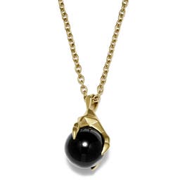 Jax Gold-Tone Steel Claw Necklace with Black Stone 