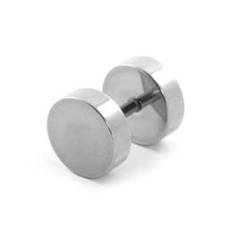 8 mm Silver-Tone Stainless Steel Fake Plug Earring