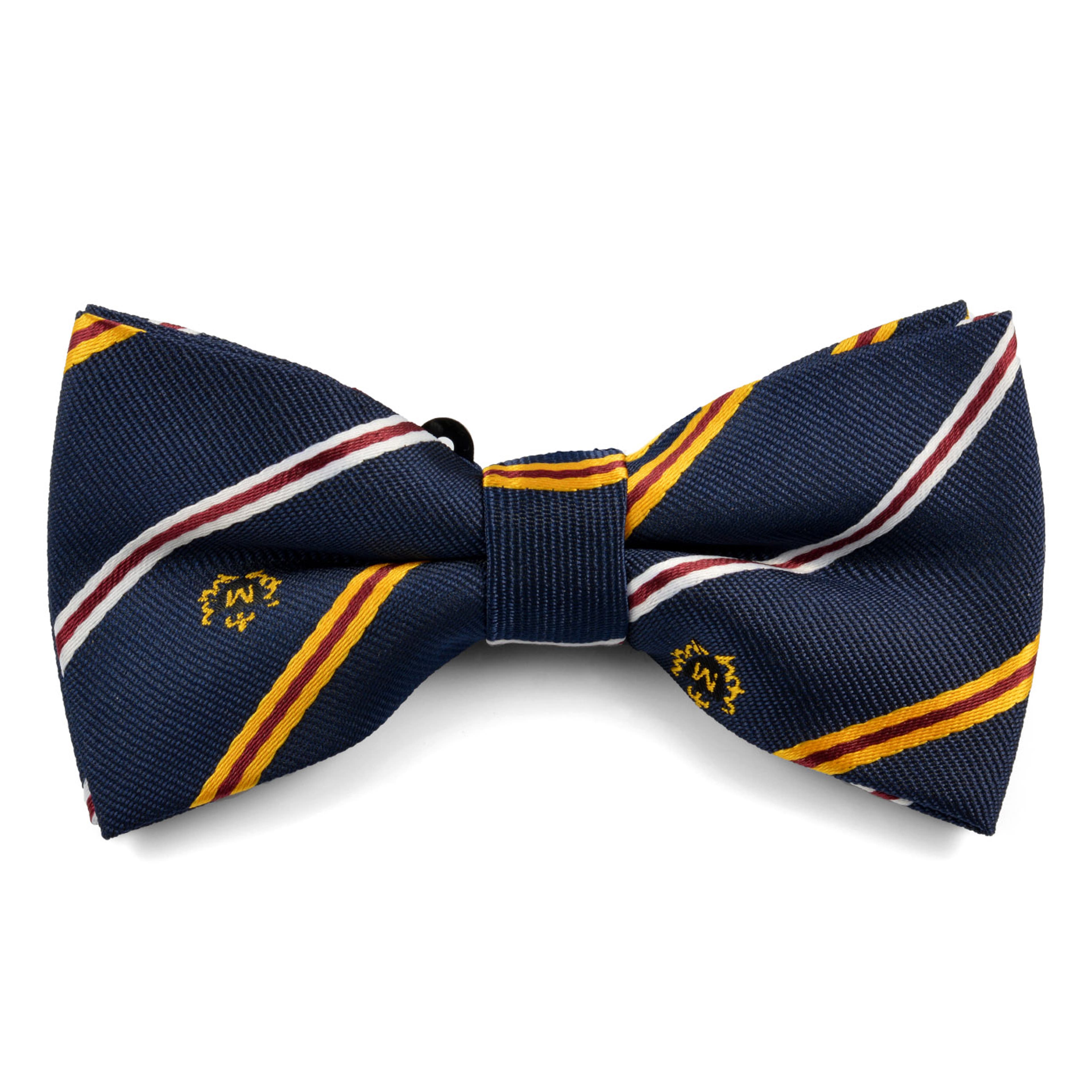 Navy Blue, White & Currant Red School Pre-Tied Bow Tie
