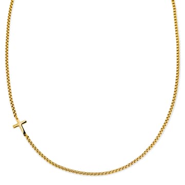 New Classics | Collier à maille vénitienne arrondie en acier inoxydable doré avec pendentif croix - 2 mm New Classics | Collier à maille vénitienne arrondie en acier inoxydable doré avec pendentif croix - 2 mm