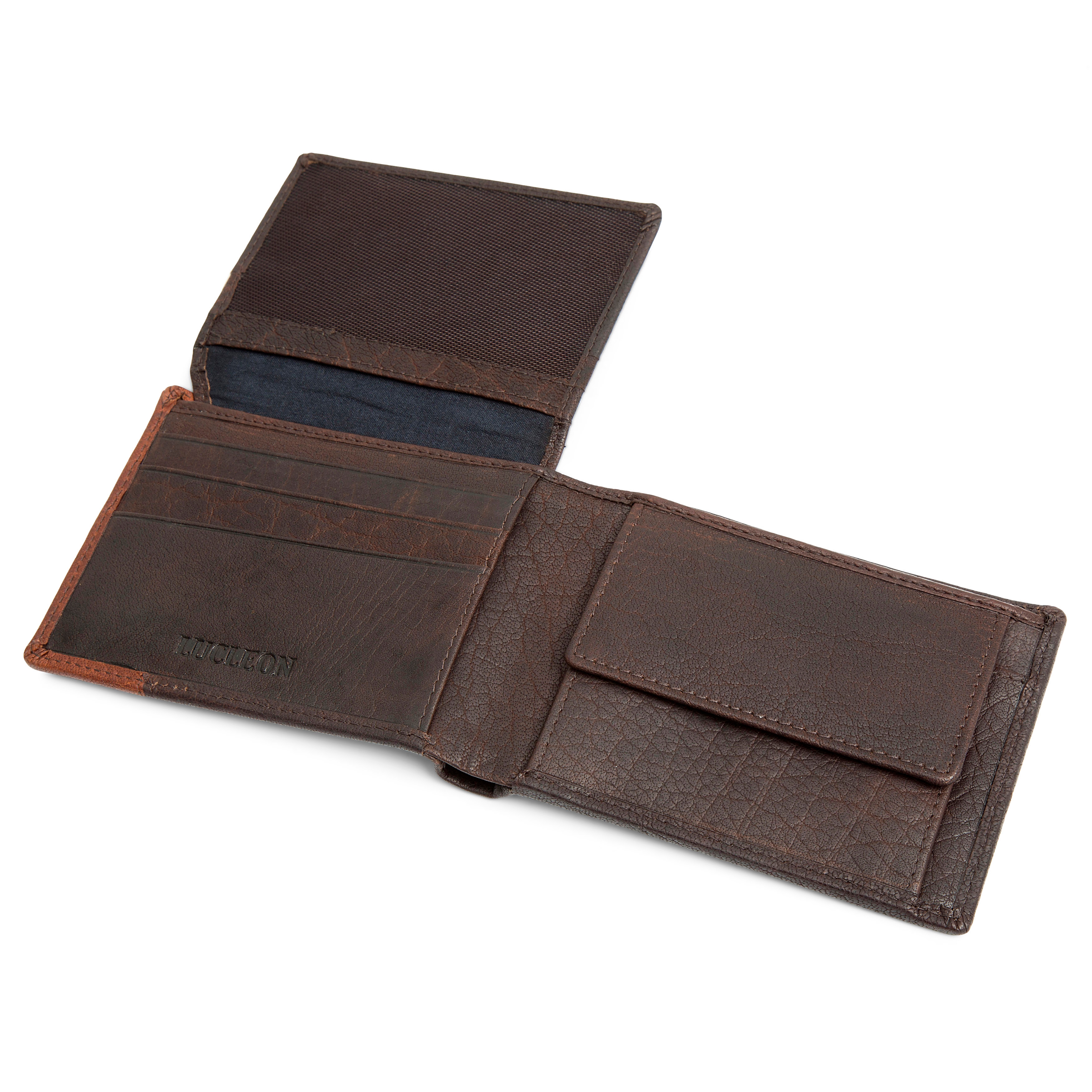 Perforated Brown & Tan Montreal Leather RFID Wallet - 5