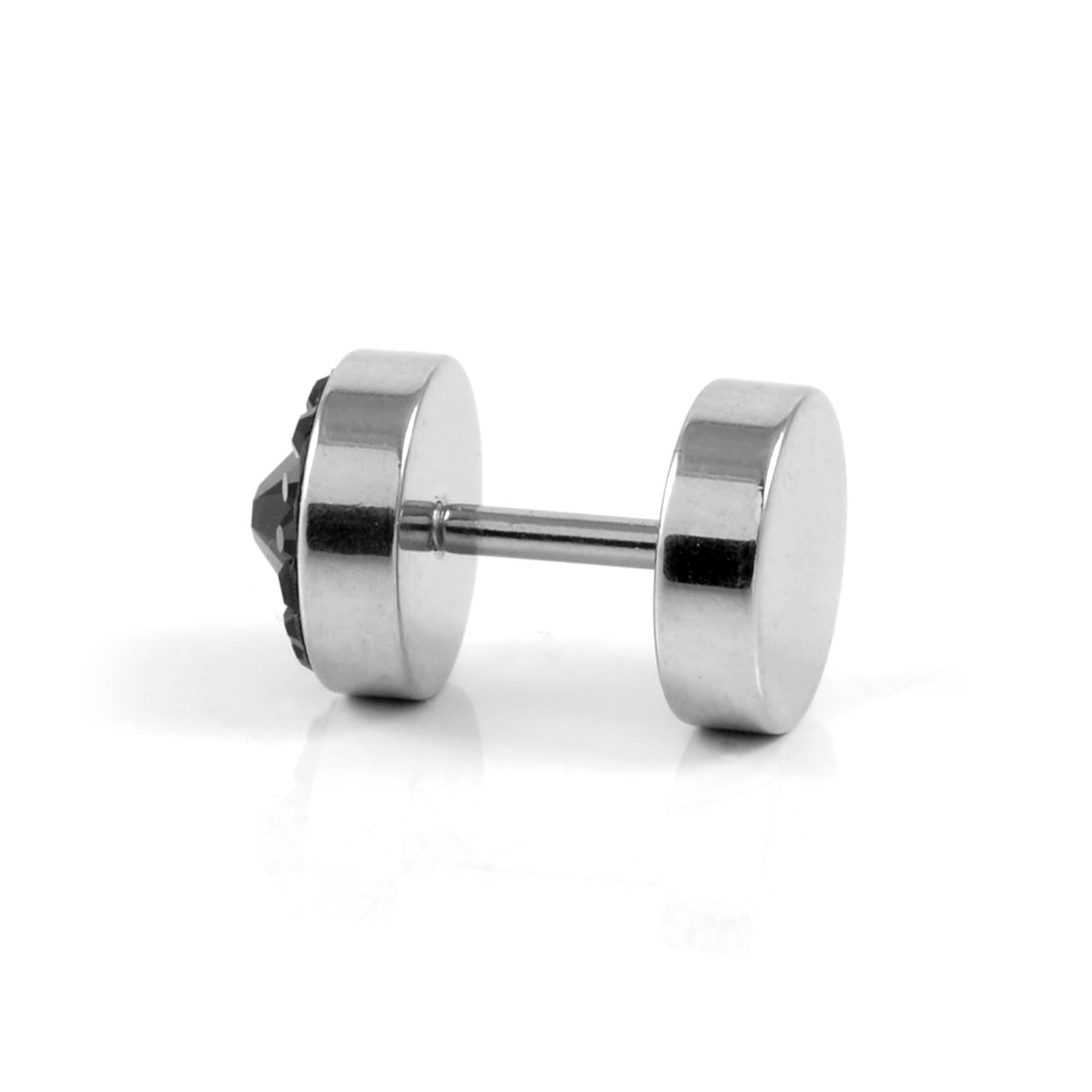 8 mm studová čierna náušnica - 2