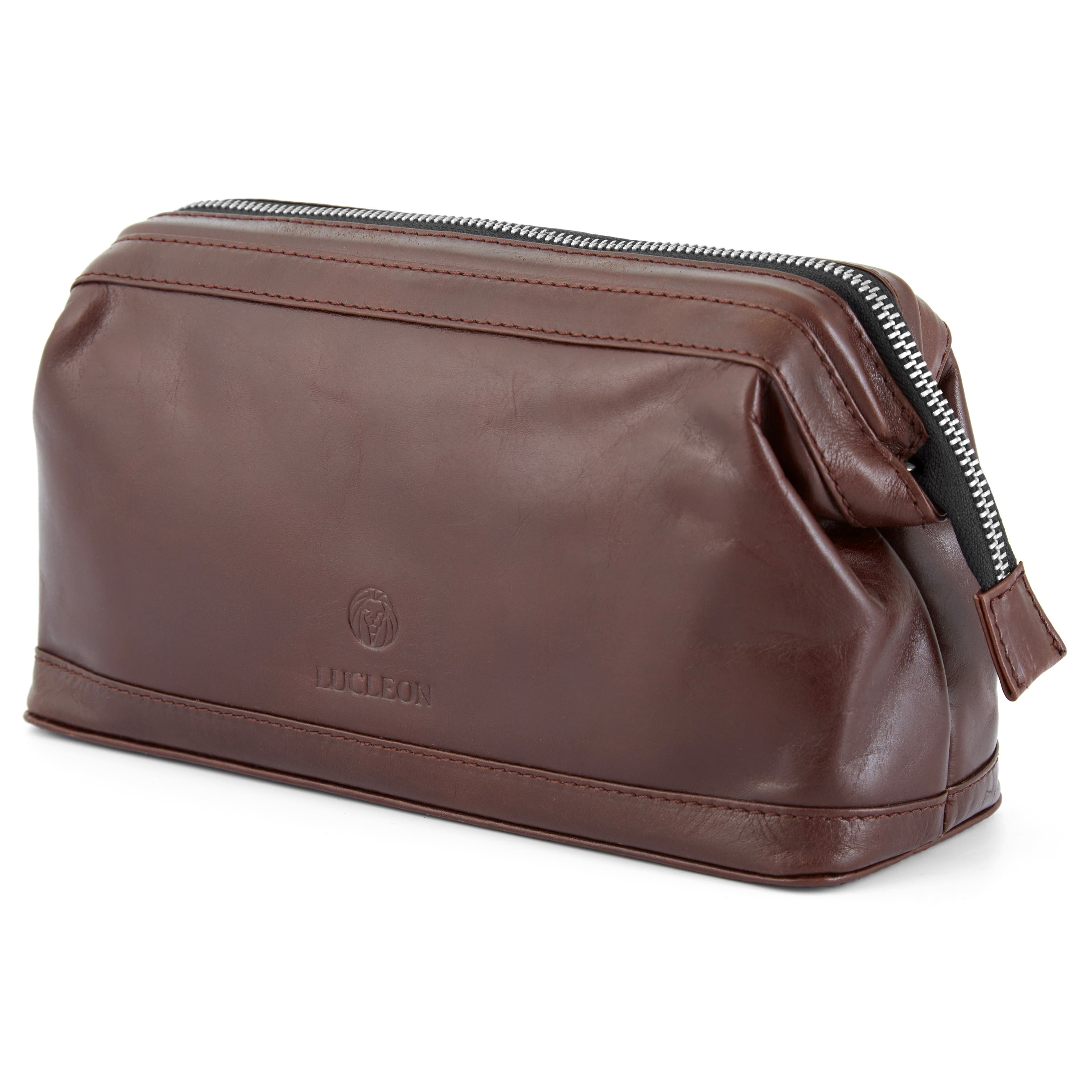 Jasper | Brown Leather Wash Bag