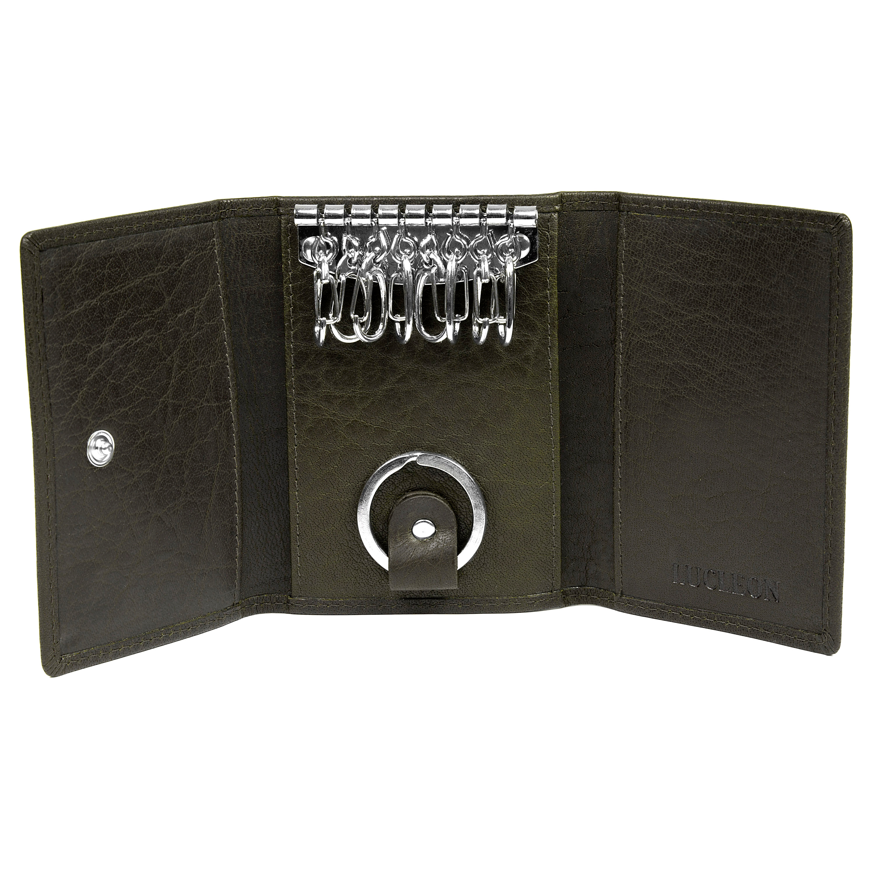 Montreal Olivengrønn RFID Nøkkelholder av Skinn - 2