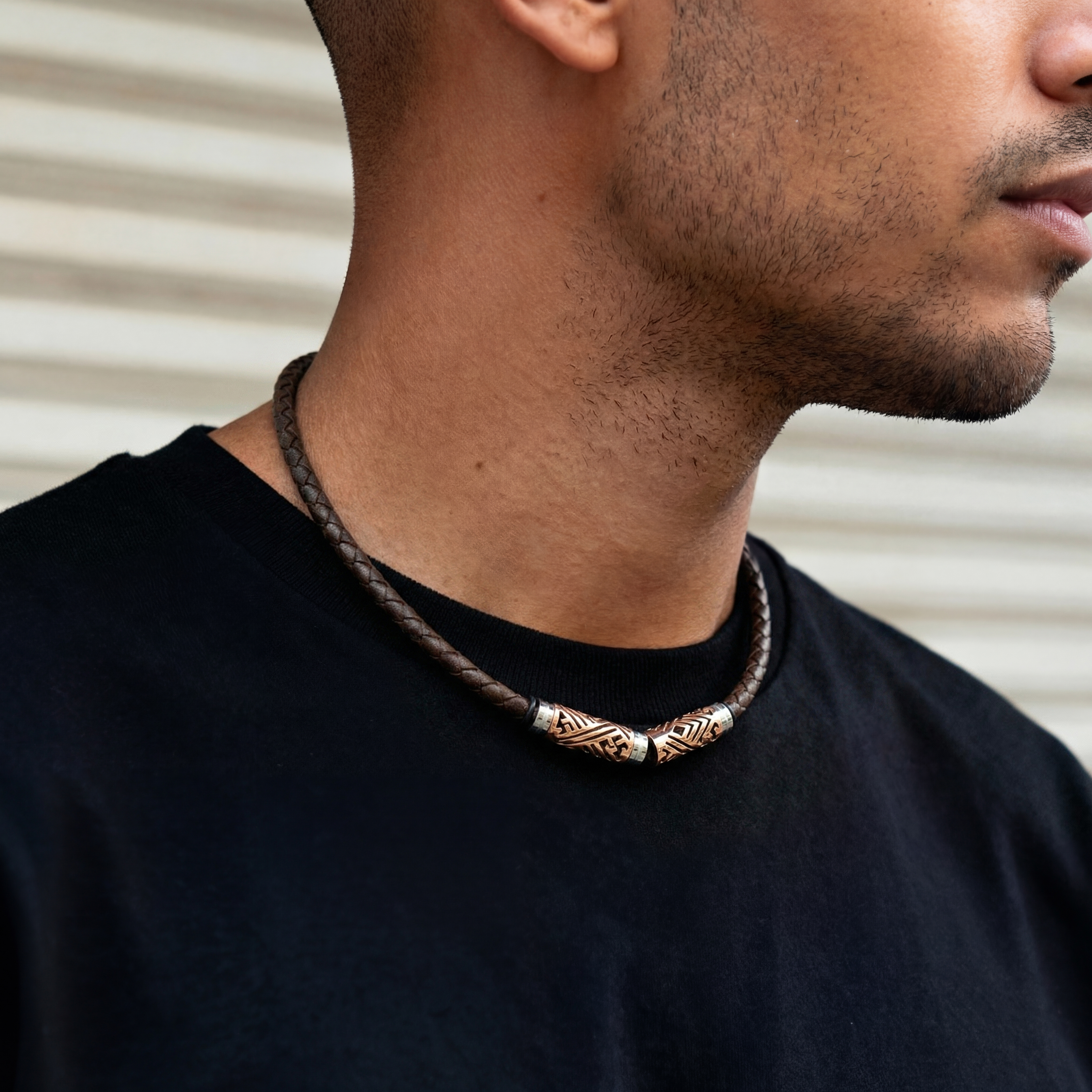 Roséguldfärgat Läderhalsband - 2