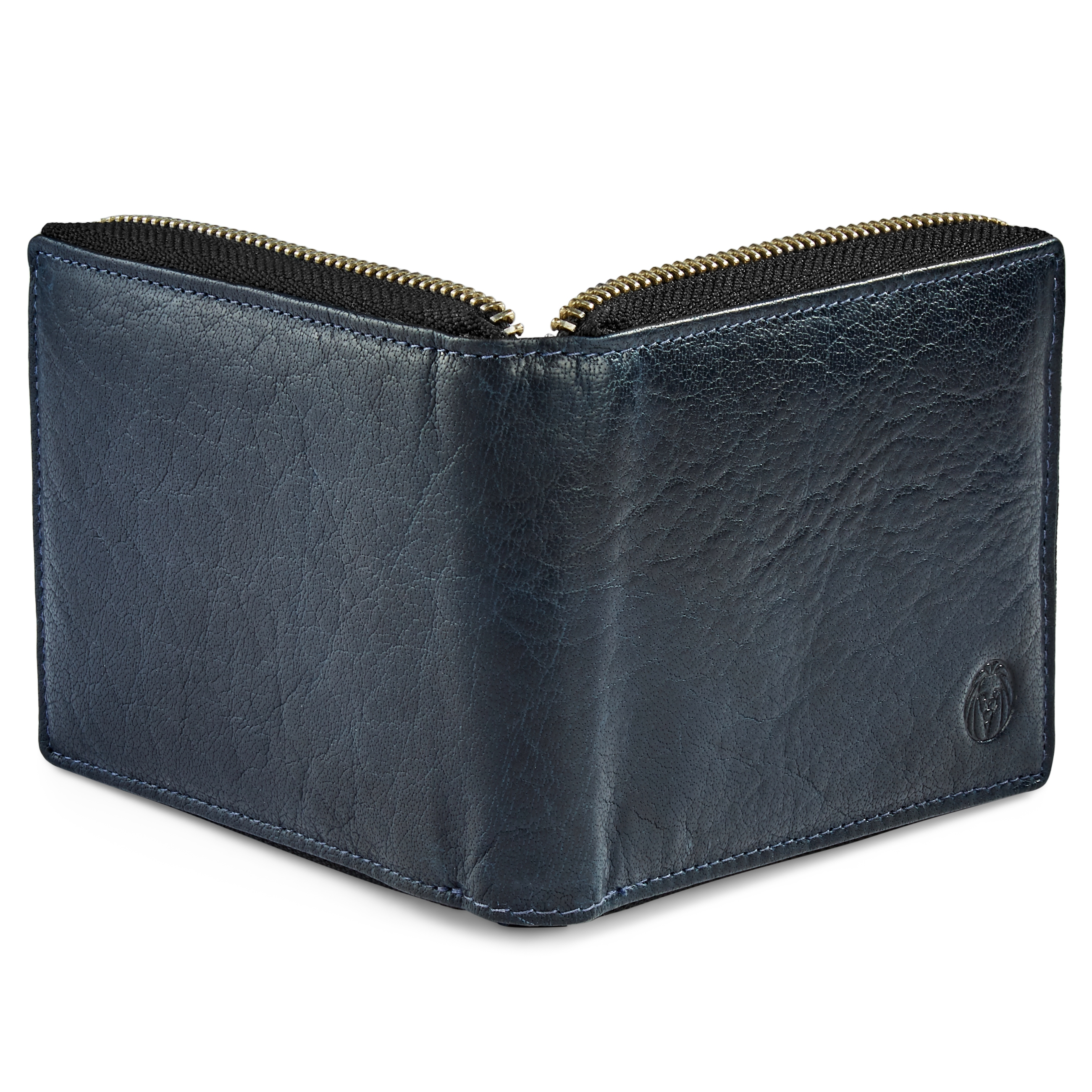 Kožená tmavomodrá peňaženka so zipsom Montreal s RFID  - 6