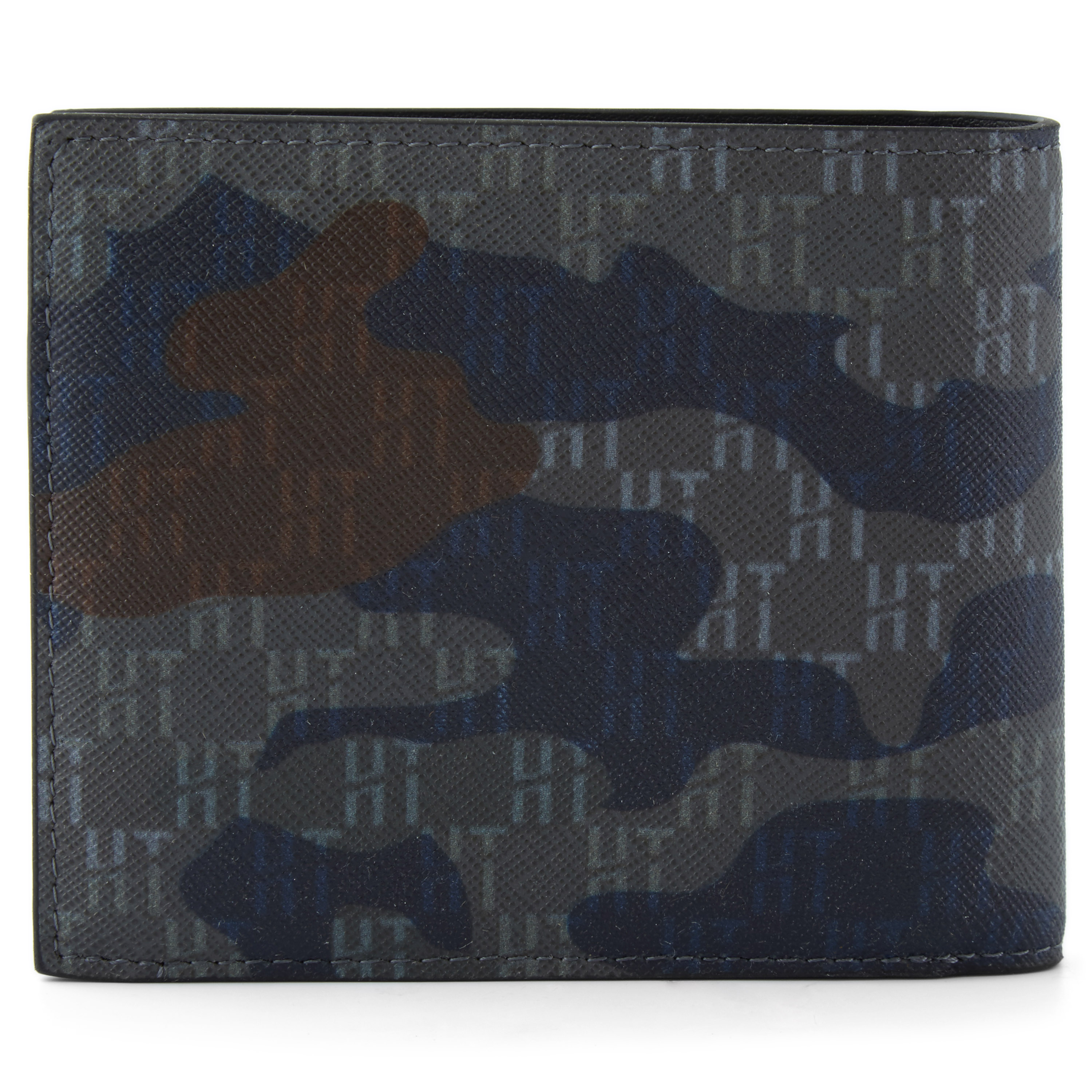 Zwarte Kleine Portemonnee met Blauw en Bruin Camouflagepatroon - 4