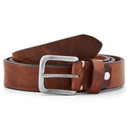 Slim Rusty Brown Leather Belt