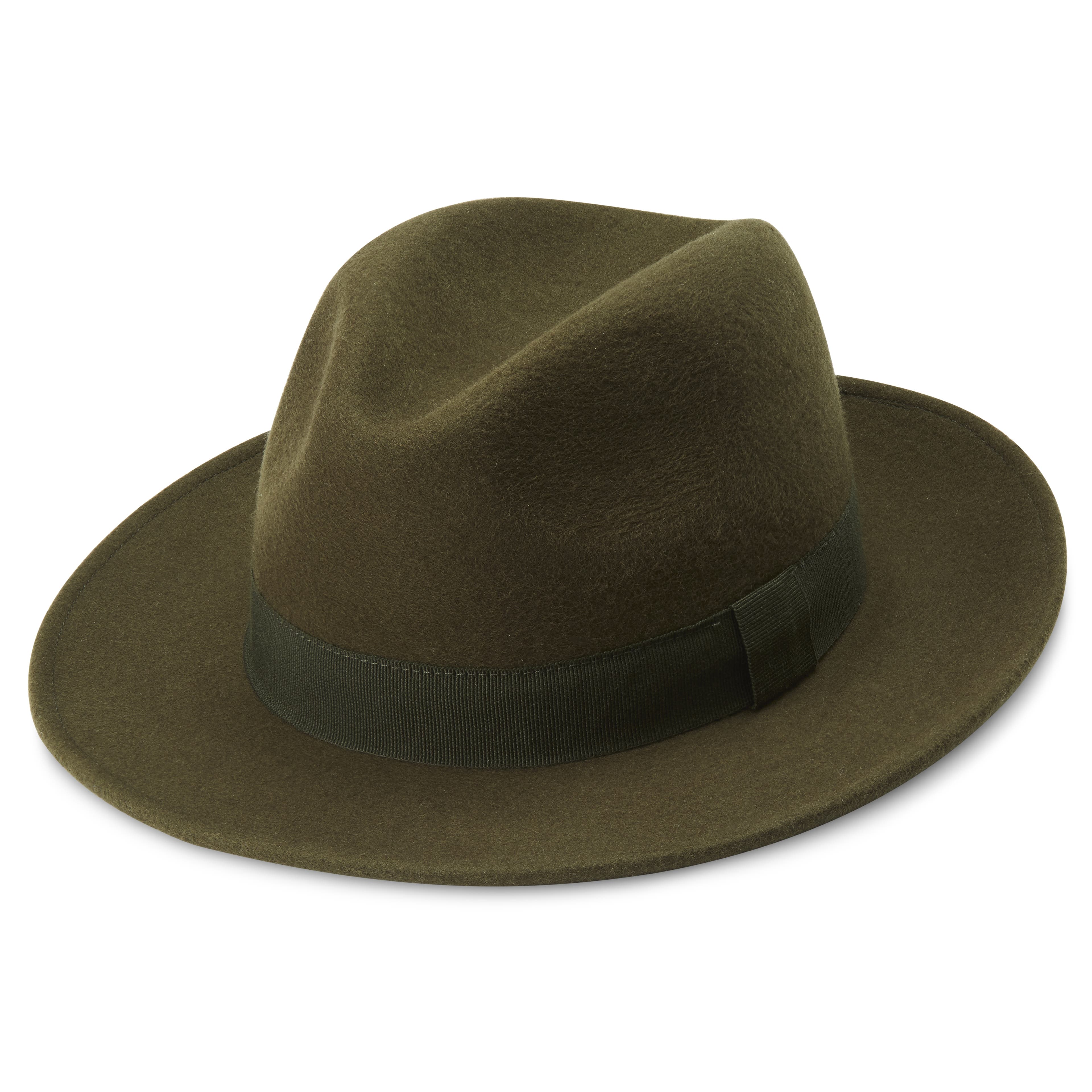 Πράσινο Λαδί Μάλλινο Καπέλο Fedora Alessandria