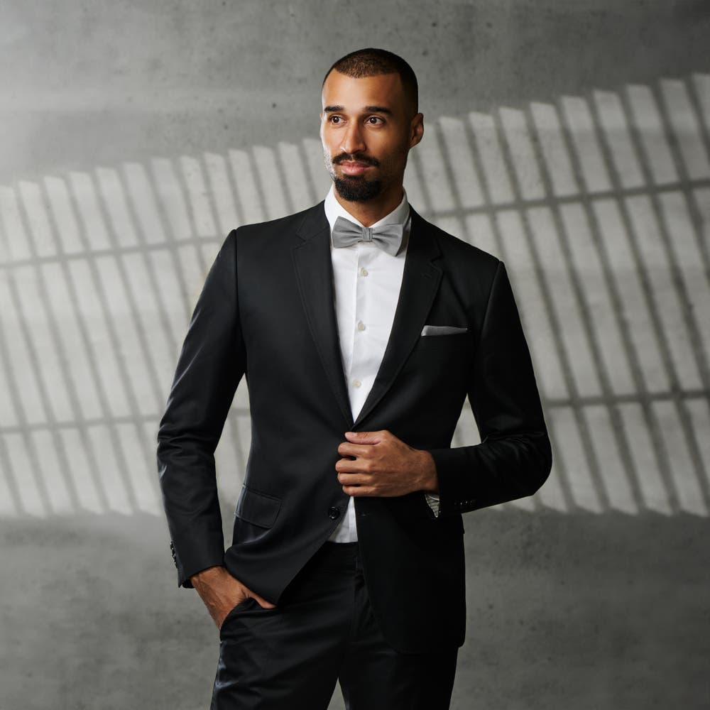 hover: Grijze Voorgebonden Vlinderdas van Zijden Twill hover: Grijze Voorgebonden Vlinderdas van Zijden Twill