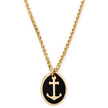 Collier Tadd à double pendentif noir et doré Collier Tadd à double pendentif noir et doré