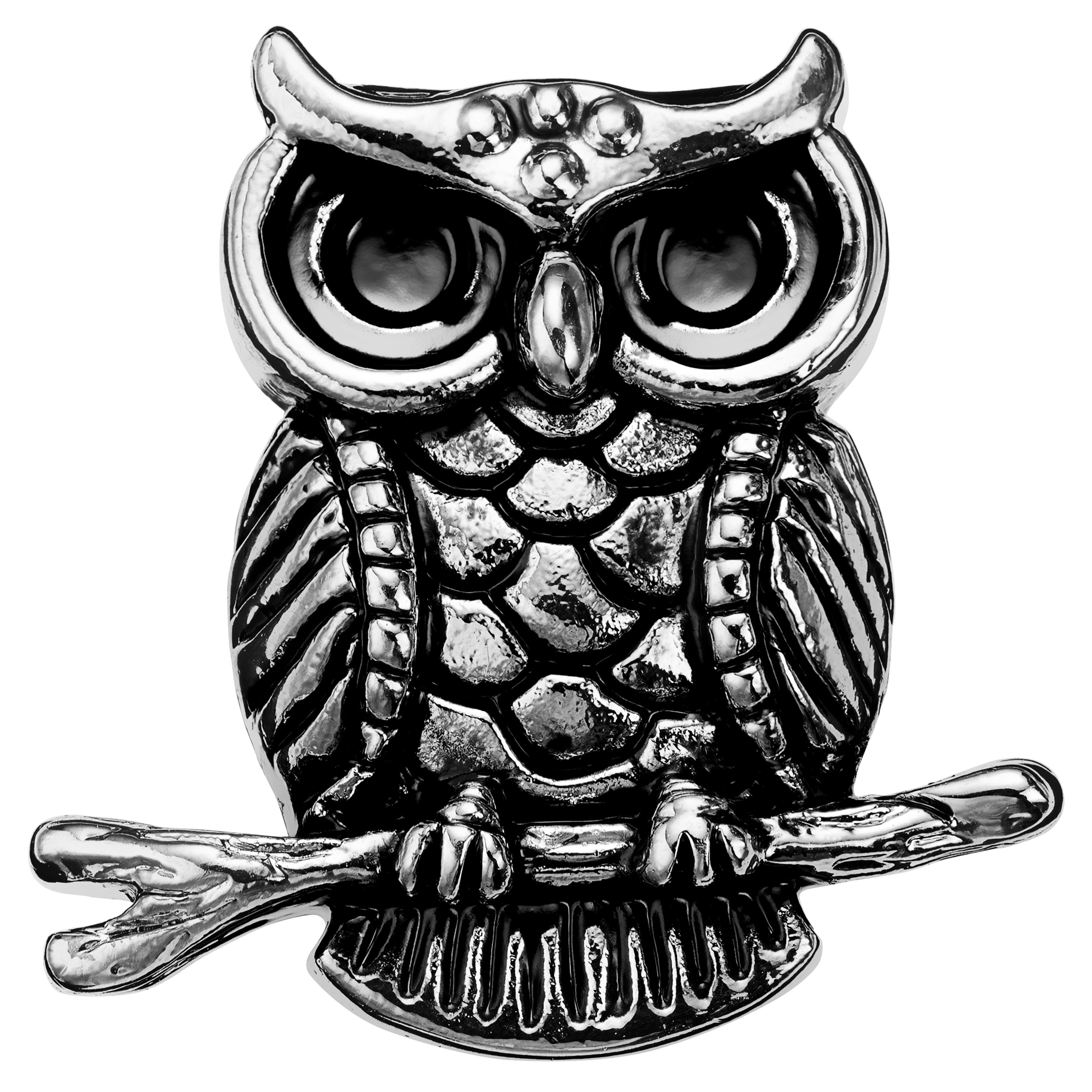 Zoikos | Silver-Tone Owl Lapel Pin