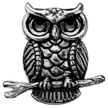 Zoikos | Silver-Tone Owl Lapel Pin Zoikos | Silver-Tone Owl Lapel Pin