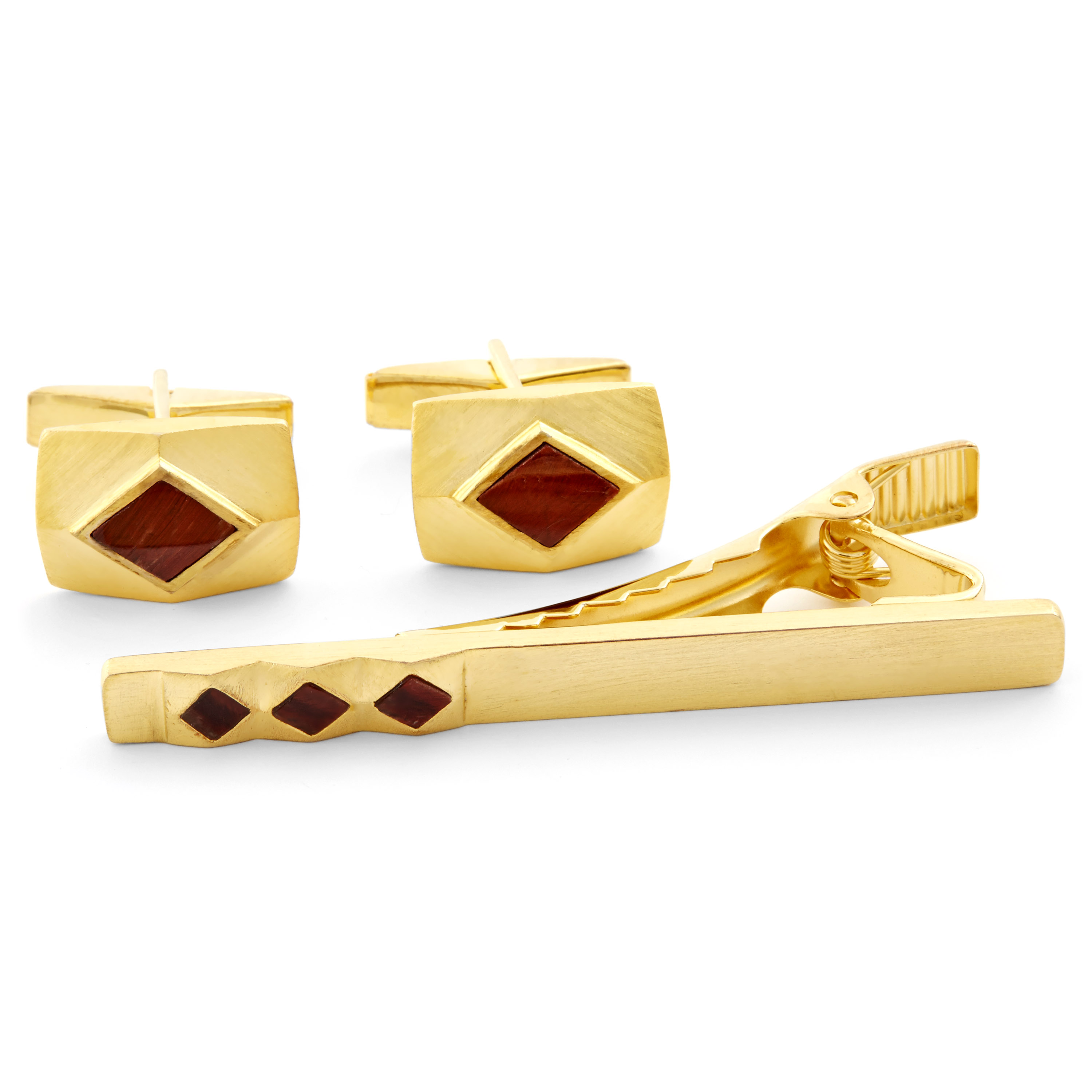 Guld & 925s Sølv Sæt med Tigerøje - 1