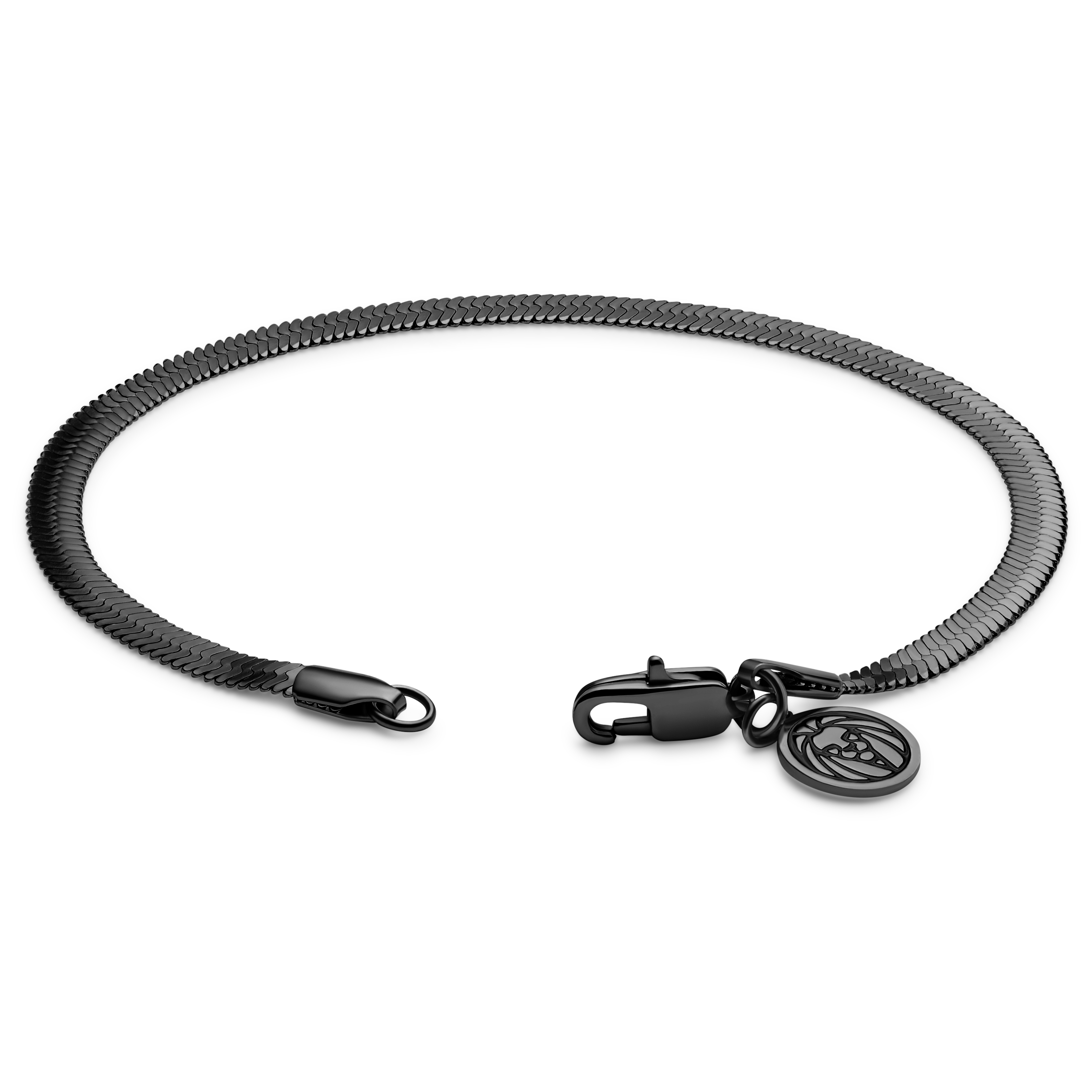 Essentials | Verižna zapestnica Herringbone v črni barvi, širine 4 mm - 3