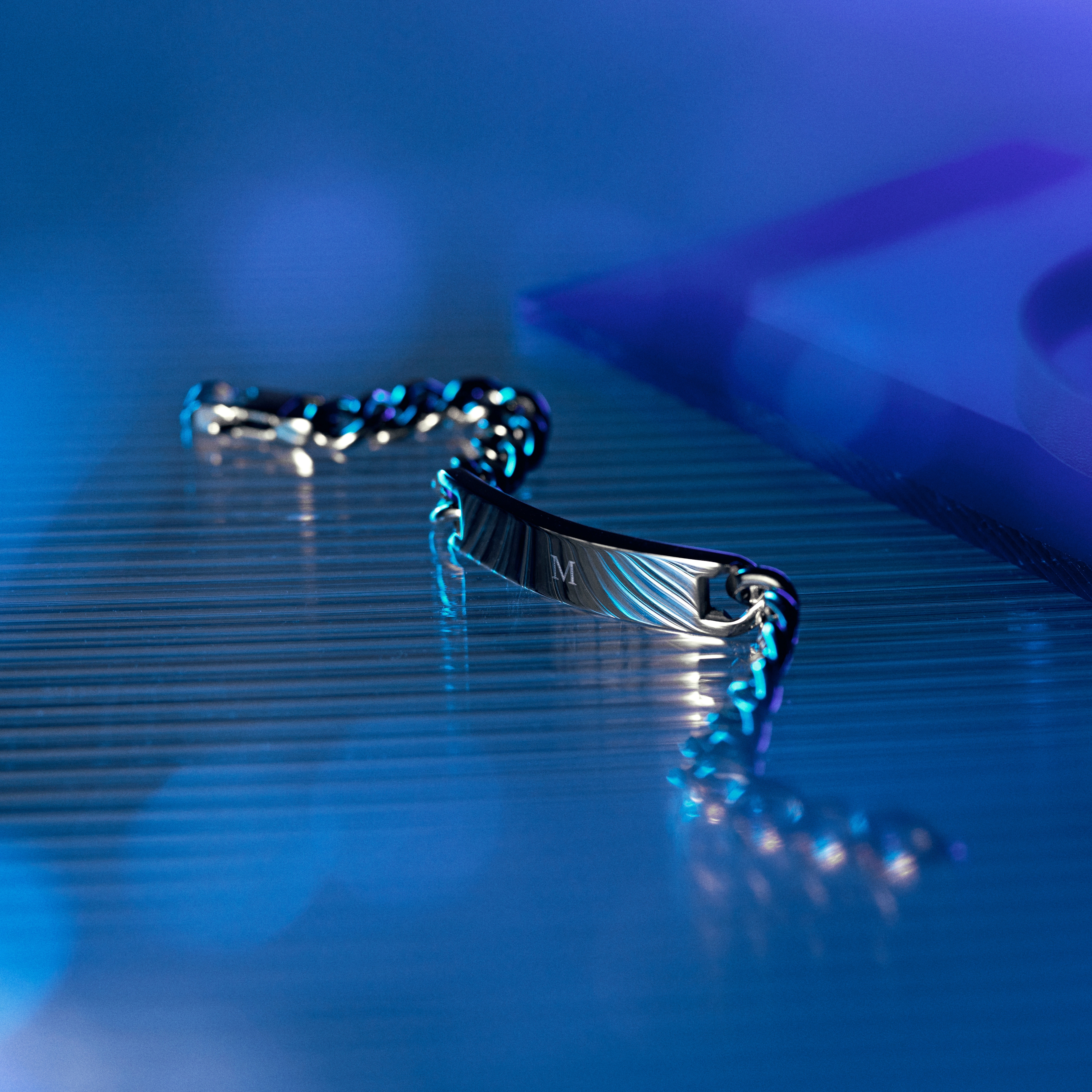 Nomen | 10 mm Silver-tone Stainless Steel ID Plate Bracelet - 4