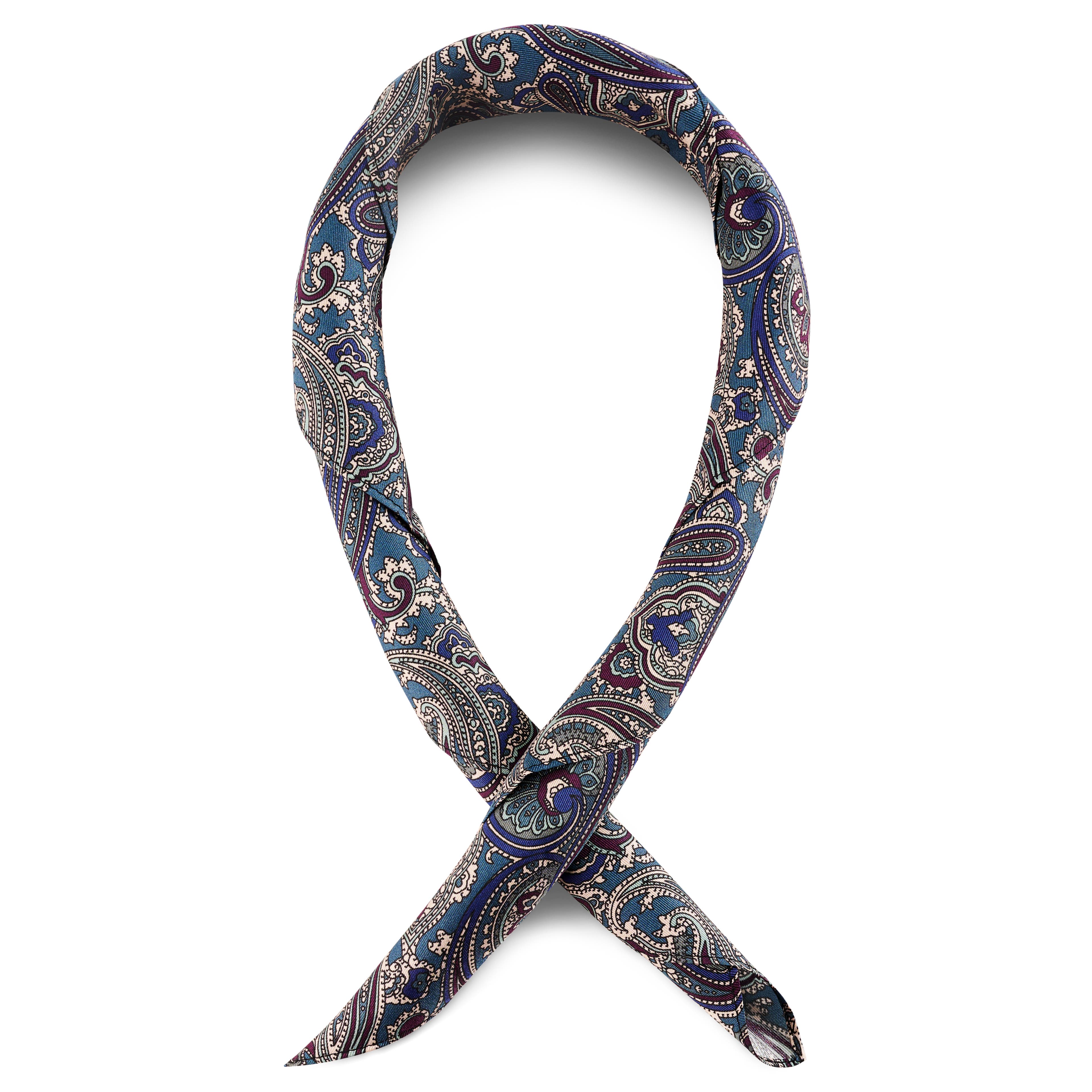 Dunkelblau & dunkelgrünes Halstuch aus Seide mit PAISLEY-Muster Dunkelblau & dunkelgrünes Halstuch aus Seide mit PAISLEY-Muster