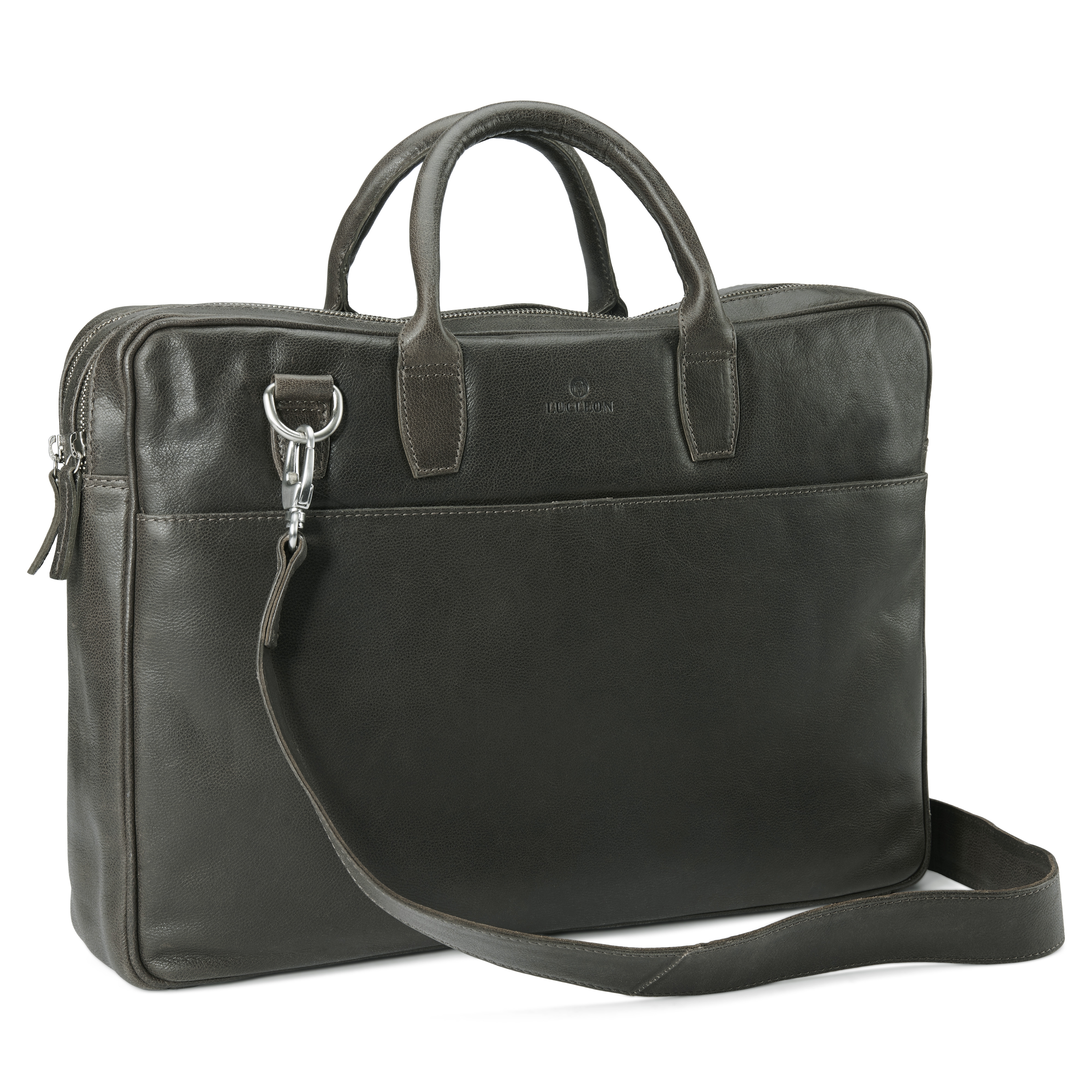 Licio Executive Braungraue Ledertasche Mit Doppel Reißverschluss - 10