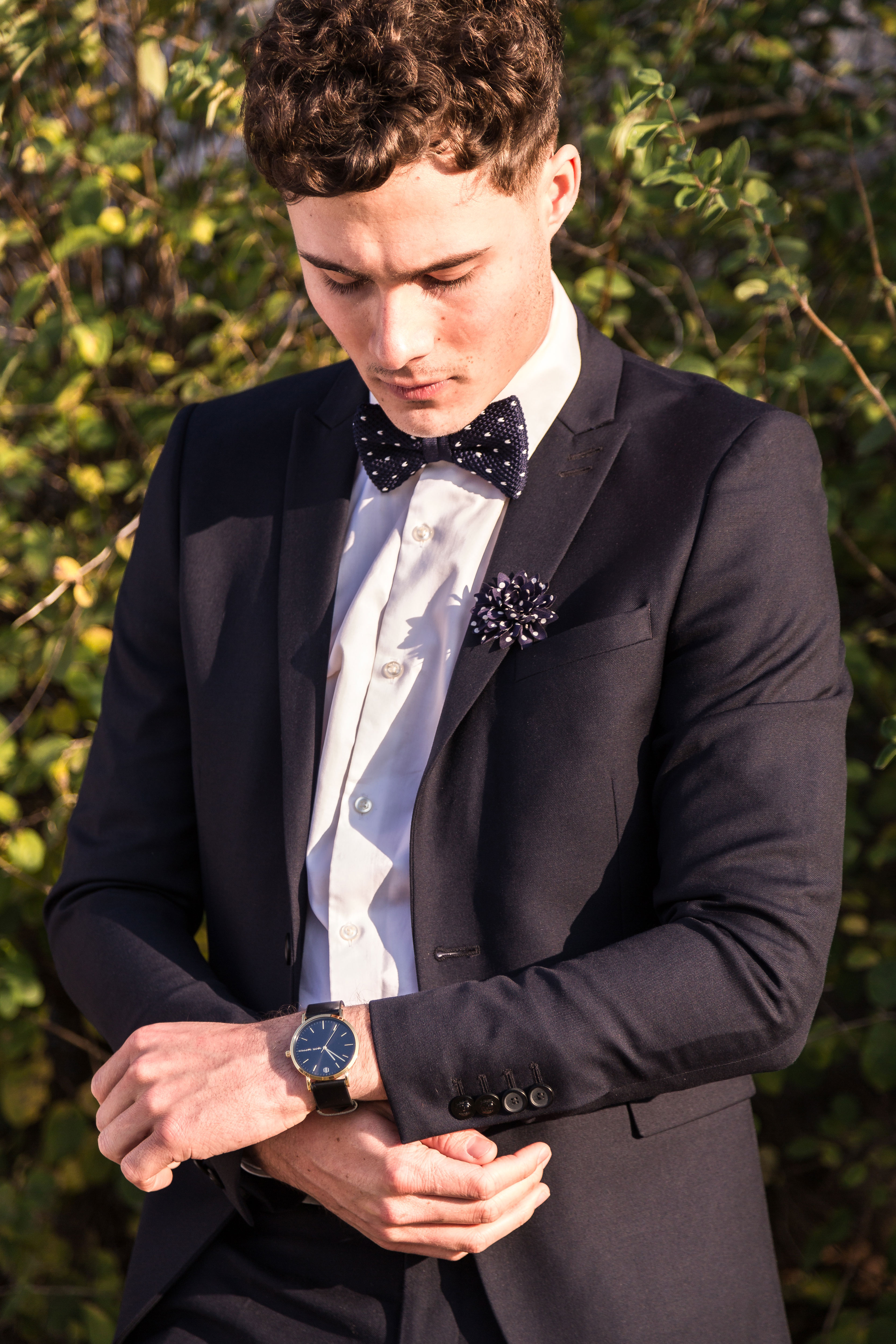 Tengerészkék-fehér pöttyös hajtókavirág - 4