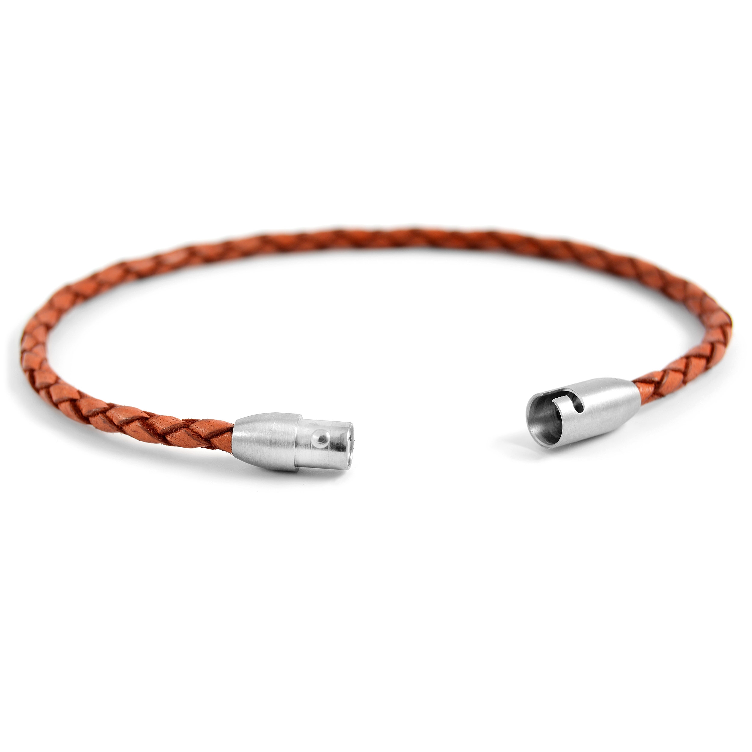 Tynt Brunt Boloflettet Lærarmbånd - 3