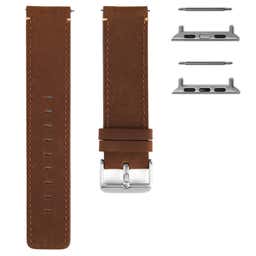 Tan Leather Watch Strap with Silver-Tone Adapter for Apple Watch (38/40MM)