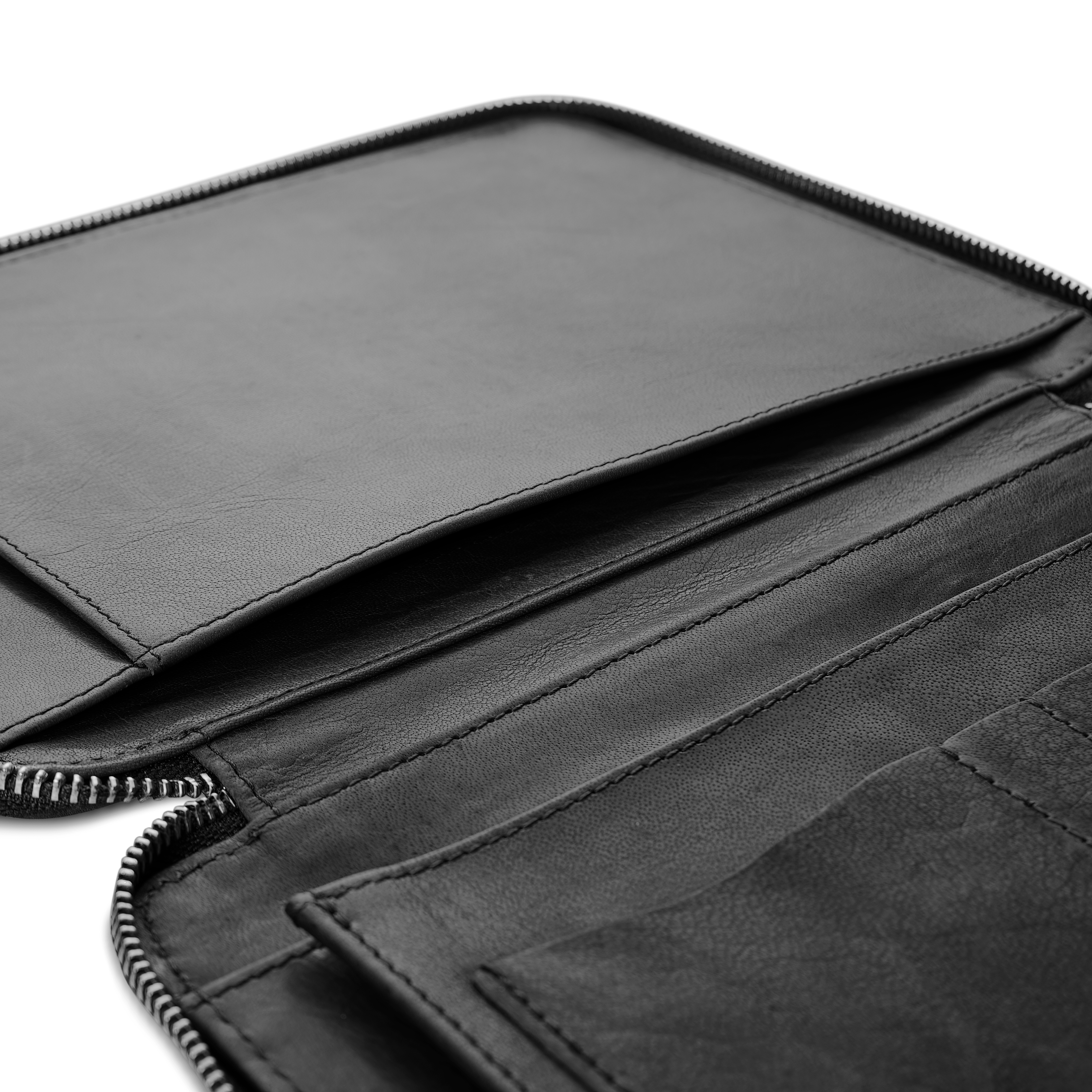 Black Zippered Refillable Buffalo Leather Notebook & Journal Cover - 6