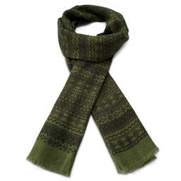 Brux | Green Patterned Cotton Mix Scarf