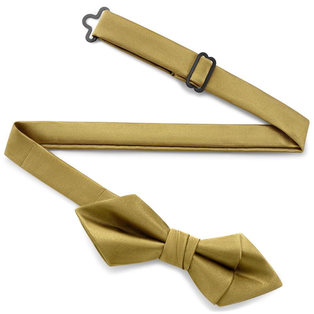 hover: Nœud papillon pré-noué en satin à pointes - jaune moutarde hover: Nœud papillon pré-noué en satin à pointes - jaune moutarde