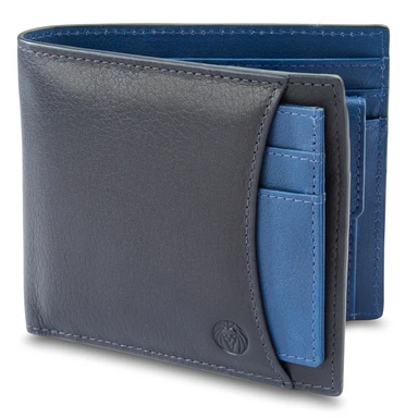 Lincoln Navy & Cobalt-Blue Leather RFID-Blocking Wallet & Card Holder Lincoln Navy & Cobalt-Blue Leather RFID-Blocking Wallet & Card Holder