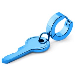 Niebieski kolczyk kółeczko z zawieszką w kształcie klucza Floyd