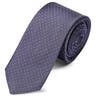 Szürke selyem nyakkendő fehér pöttyös mintával - 6 cm