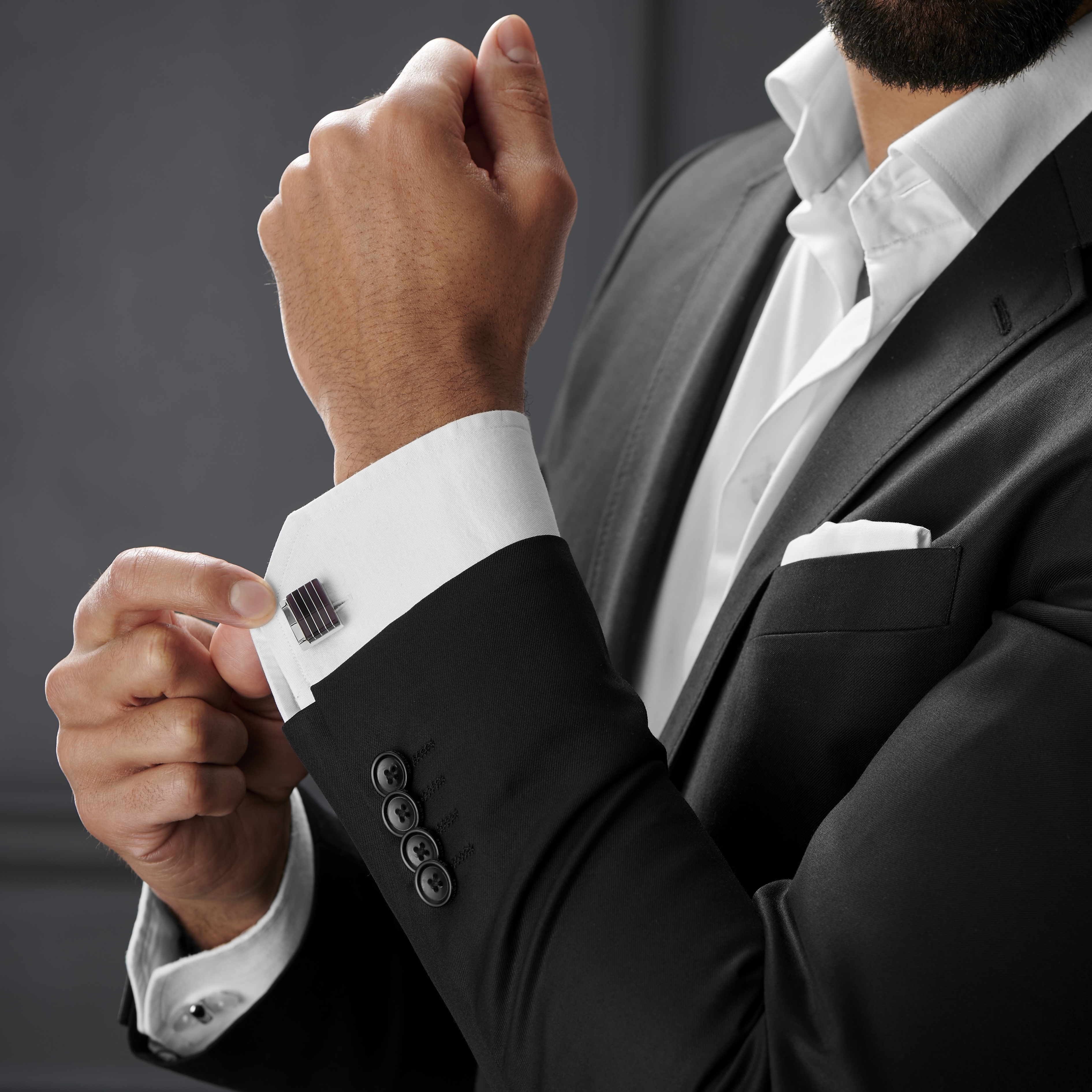 Gestreifte lila Manschettenknöpfe - 4