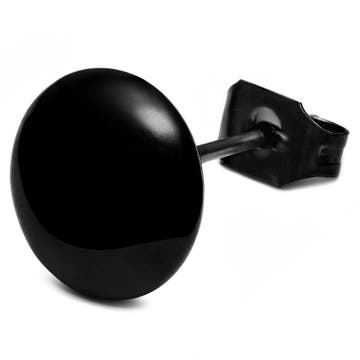 Boucle d'oreille "bouton" en acier noir 8 mm